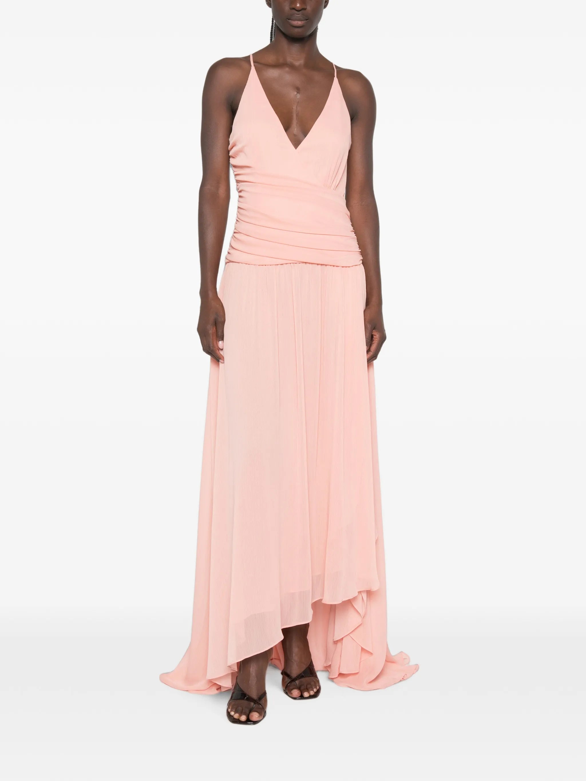 Delilah ruched asymmetric maxi dress