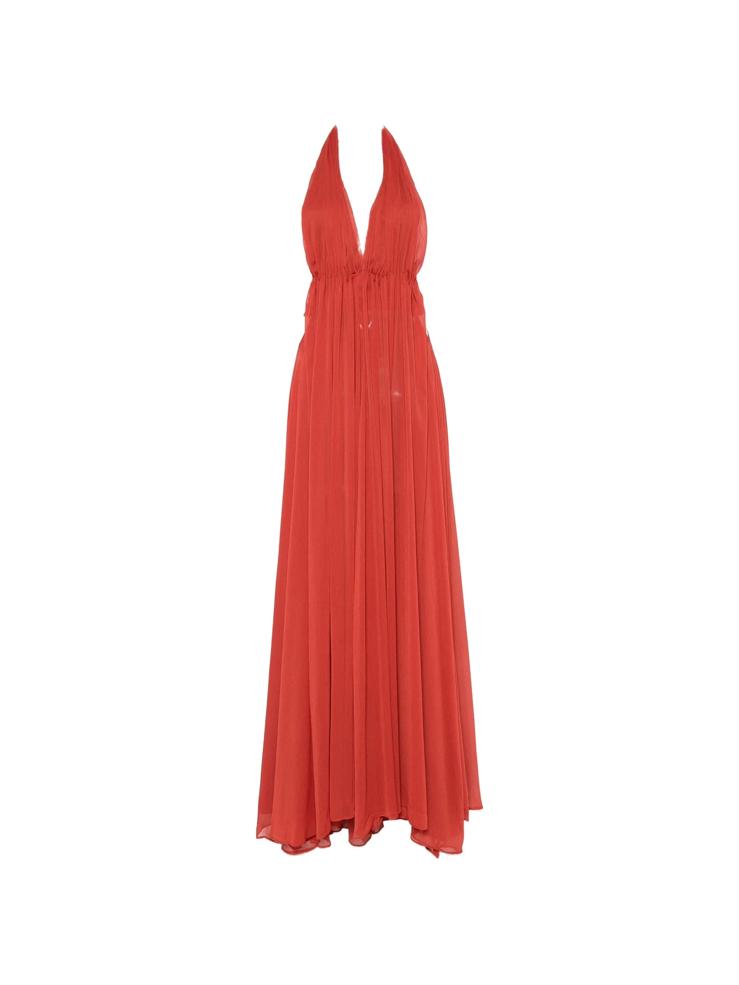 Florence halterneck pleated maxi dress