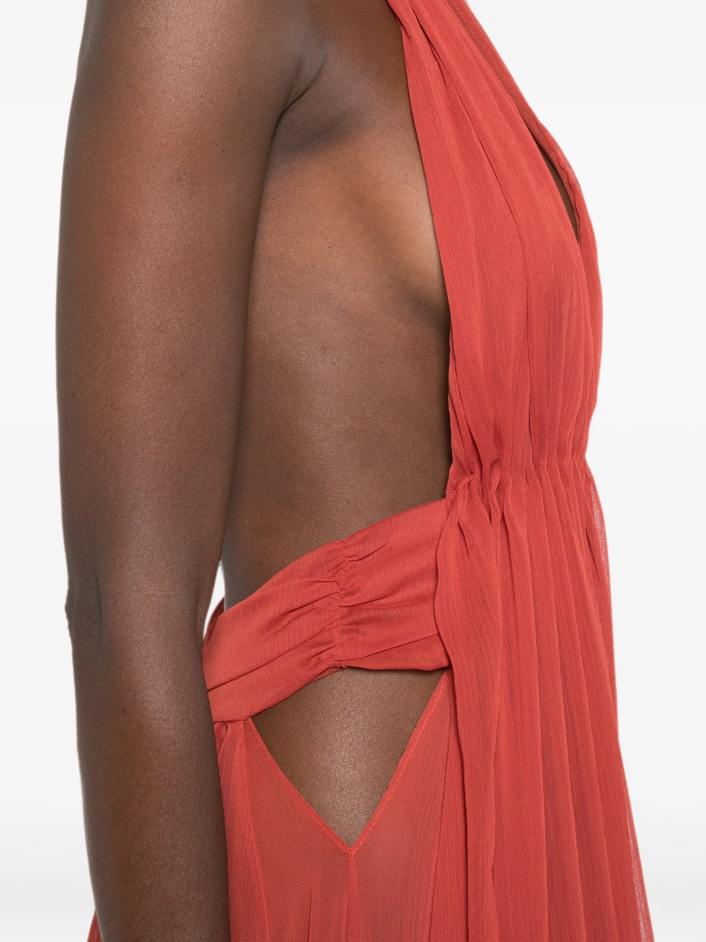 Florence halterneck pleated maxi dress