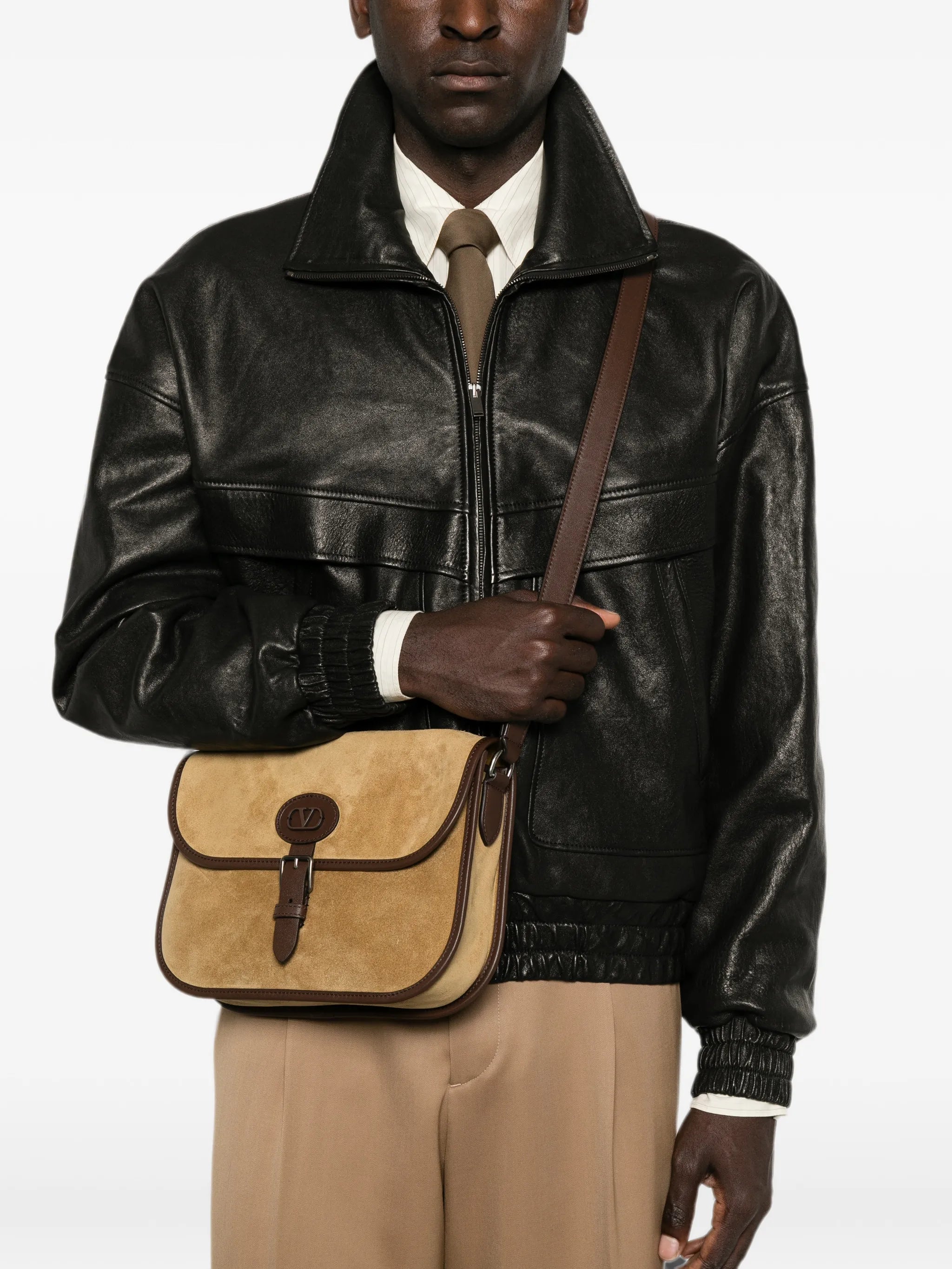 Antibes buckle-fastening suede shoulder bag