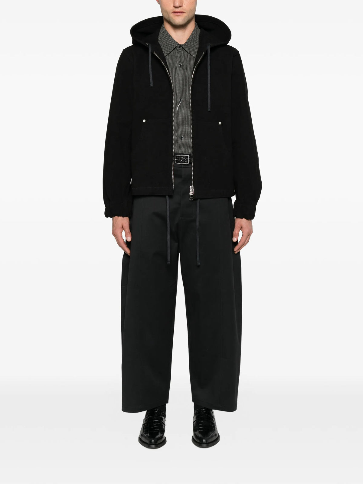 drawstring-hood zip-up jacket