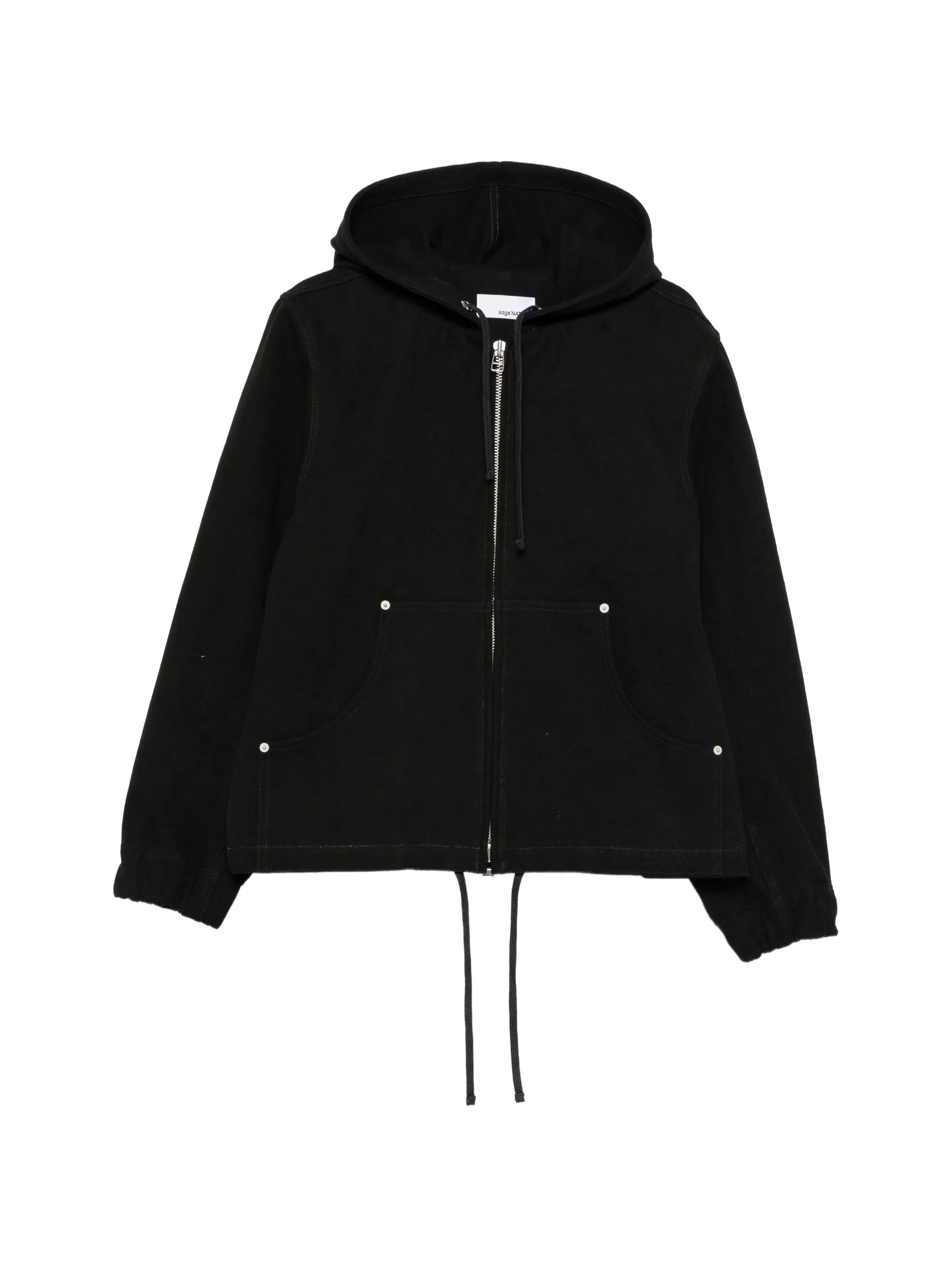 drawstring-hood zip-up jacket