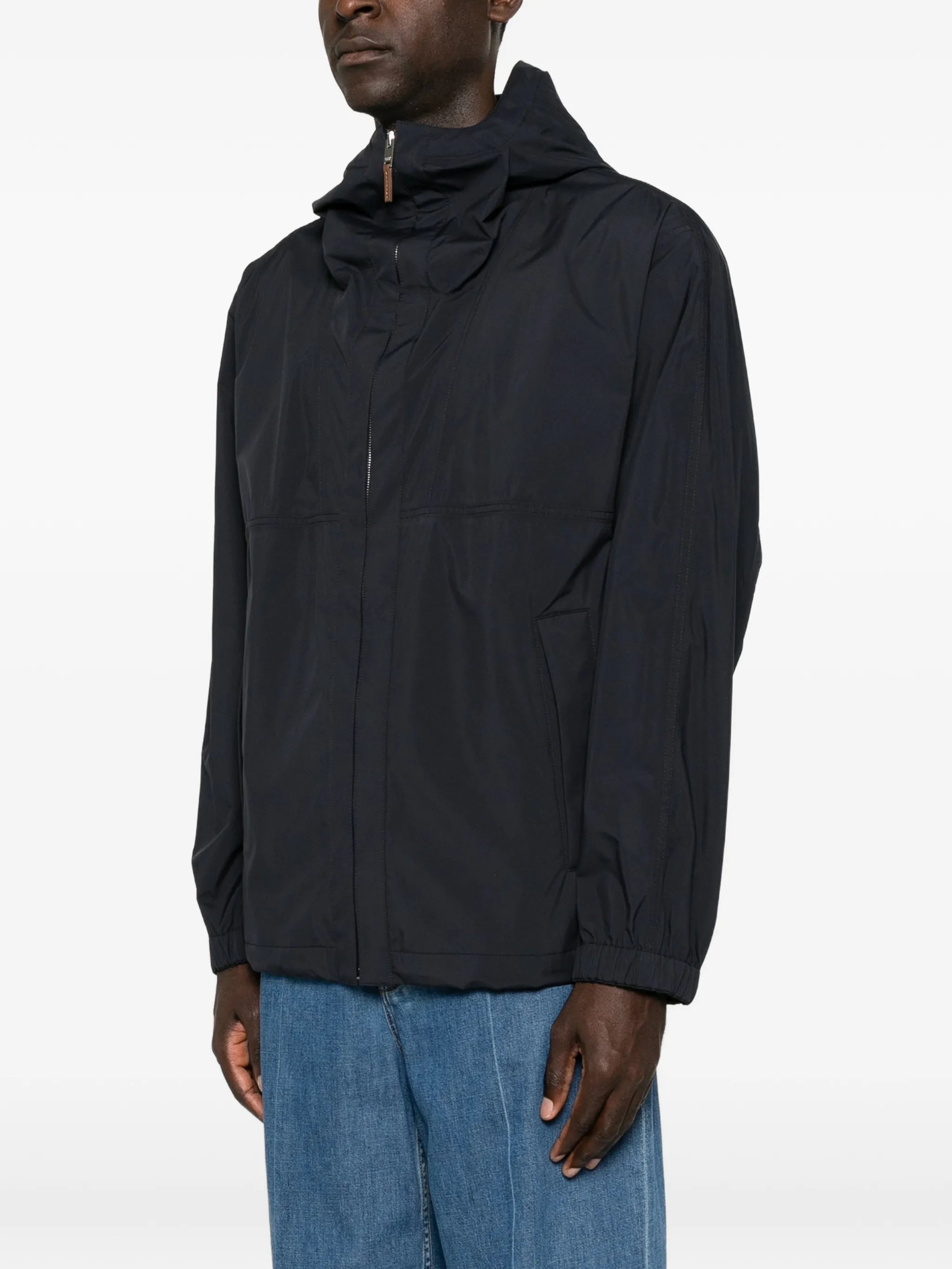 zip-up hooded jacket