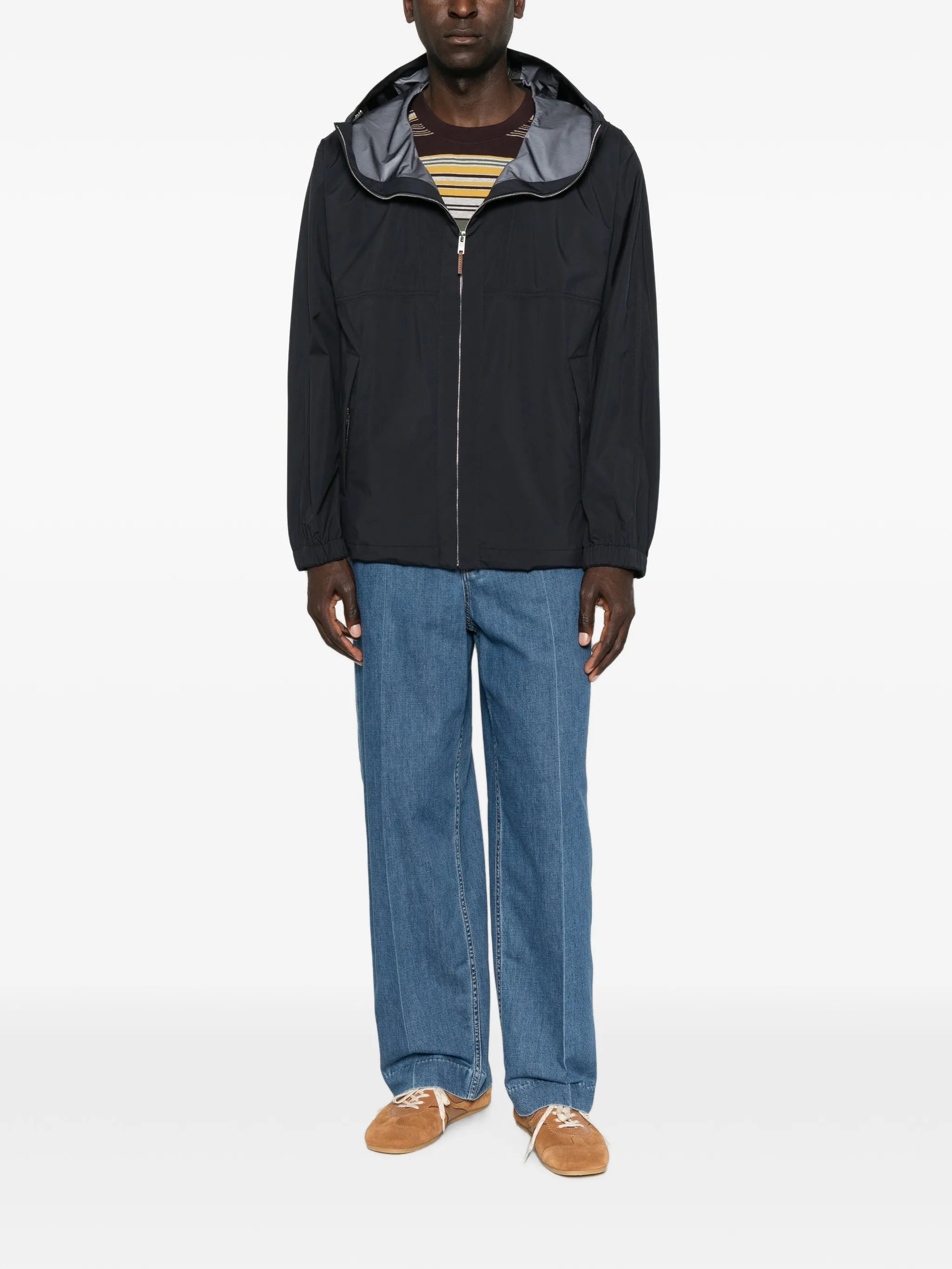 zip-up hooded jacket