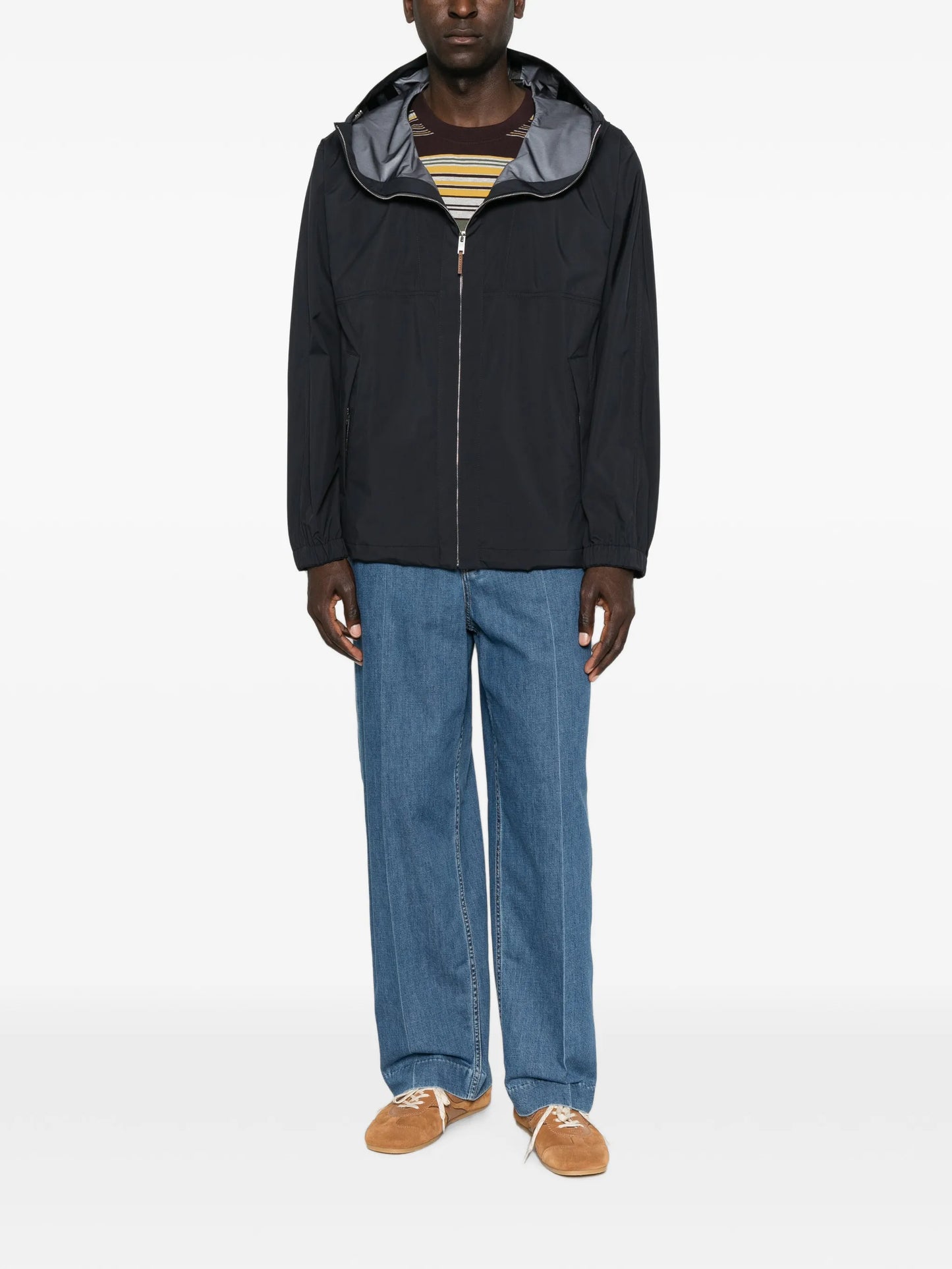 zip-up hooded jacket