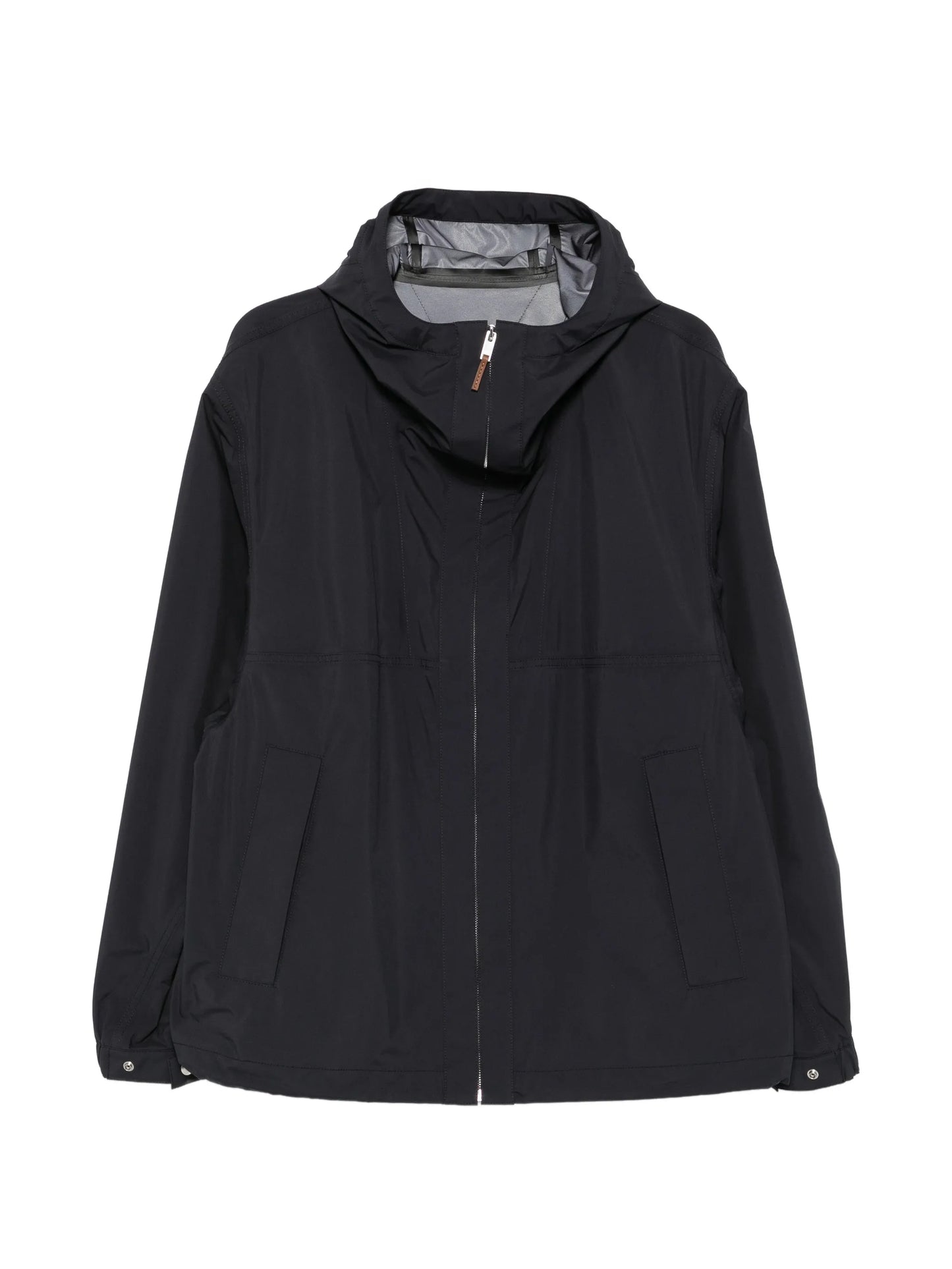 zip-up hooded jacket
