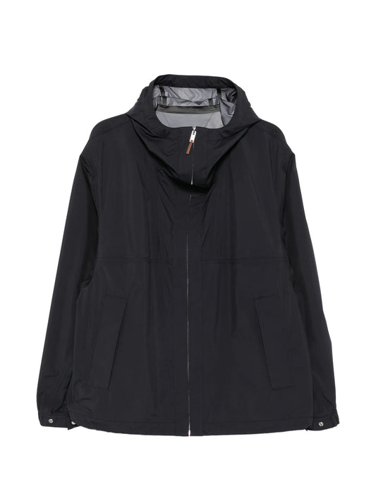 zip-up hooded jacket