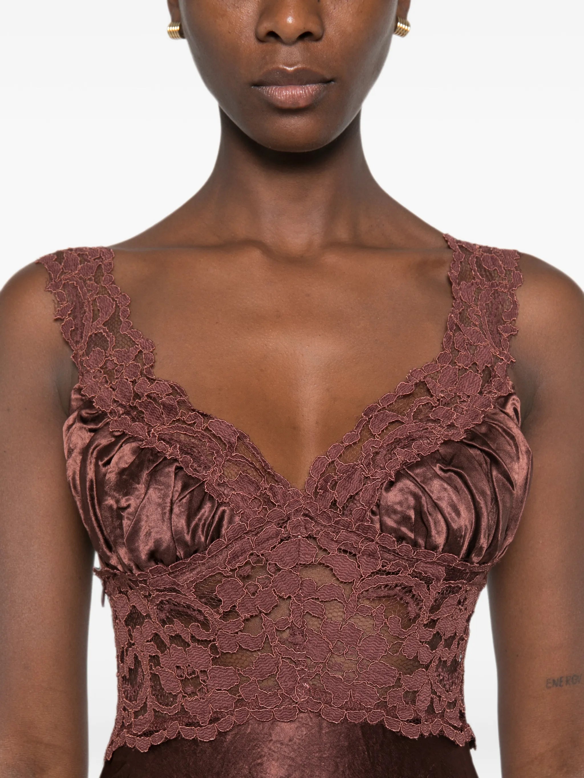 lace-panelled maxi dress