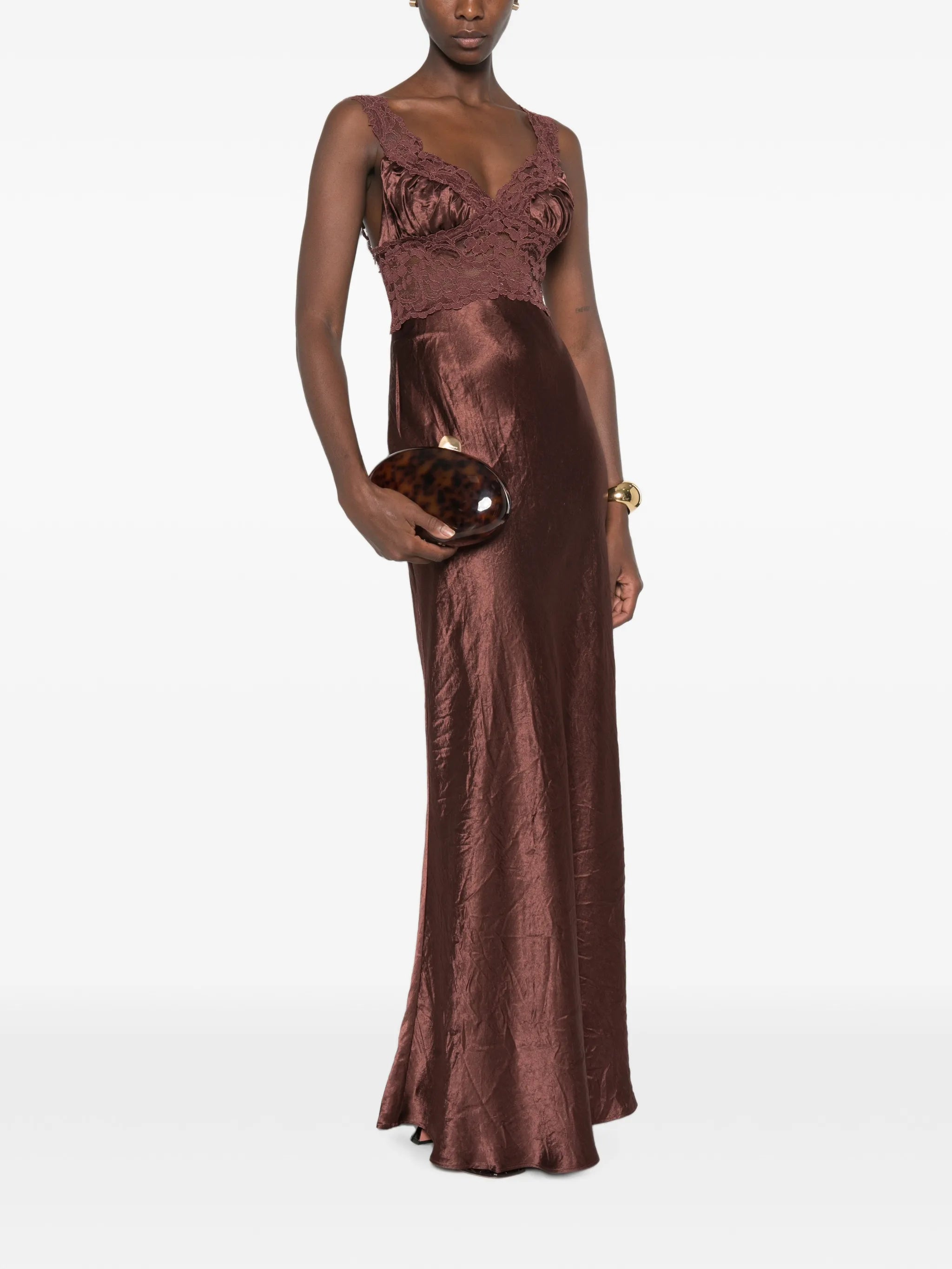 lace-panelled maxi dress
