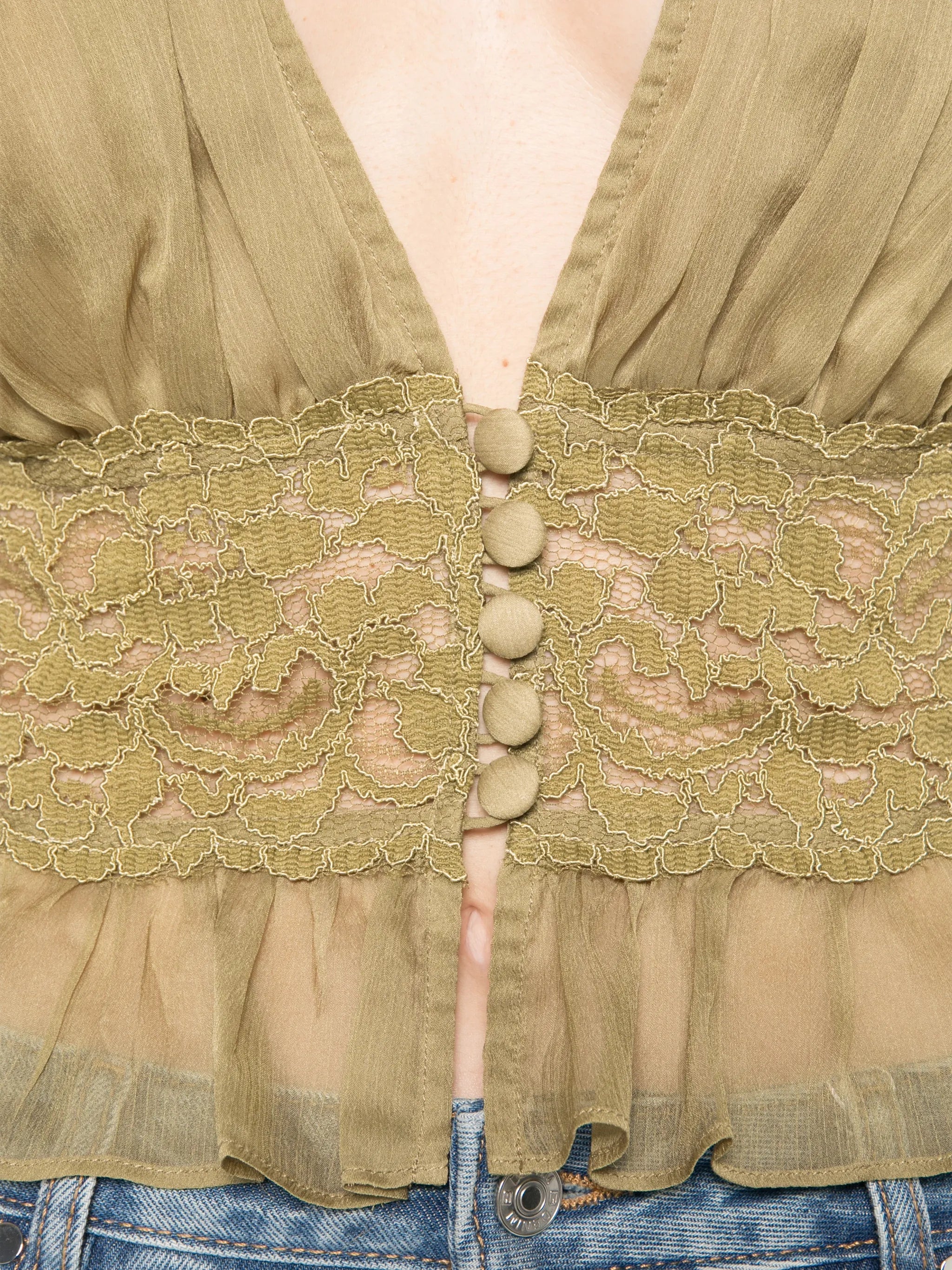 Sabrina lace-panel top