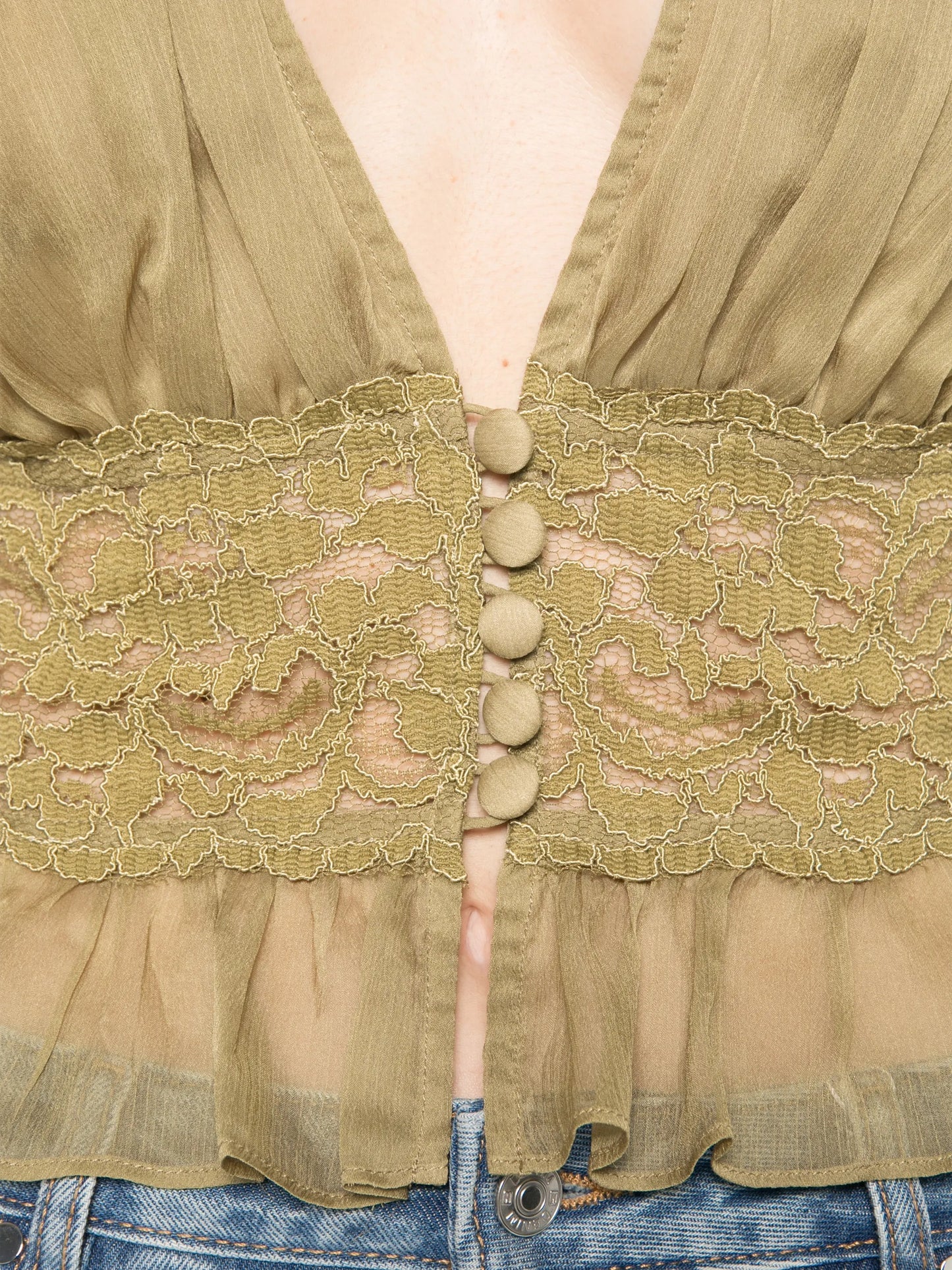 Sabrina lace-panel top