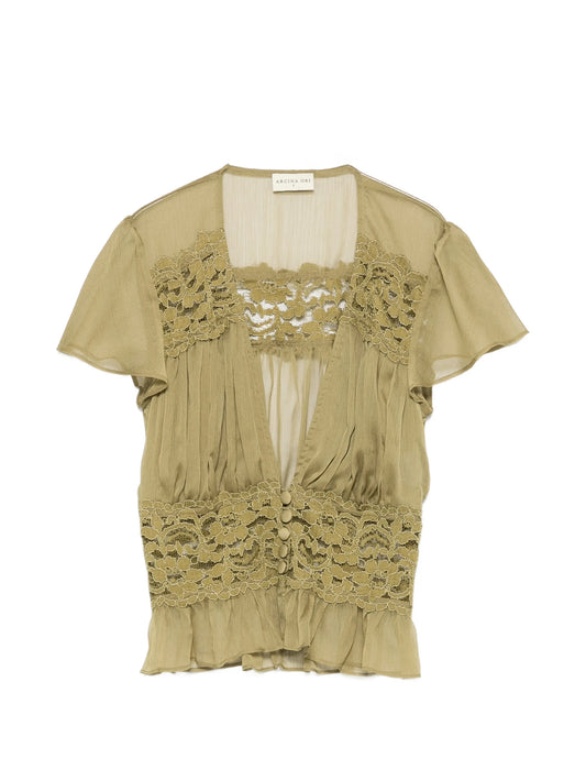 Sabrina lace-panel top