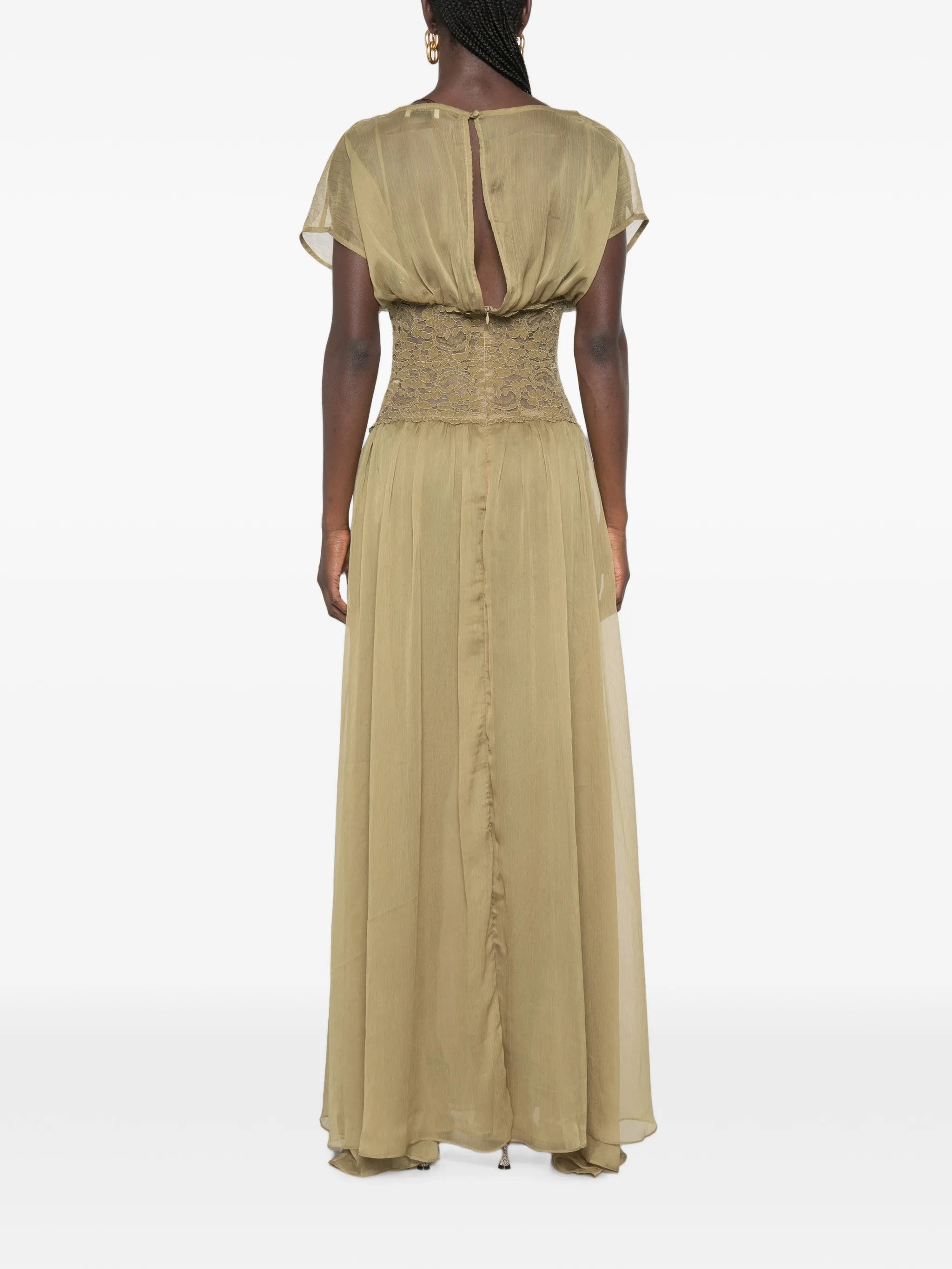 Mary Jane lace-panelled maxi dress