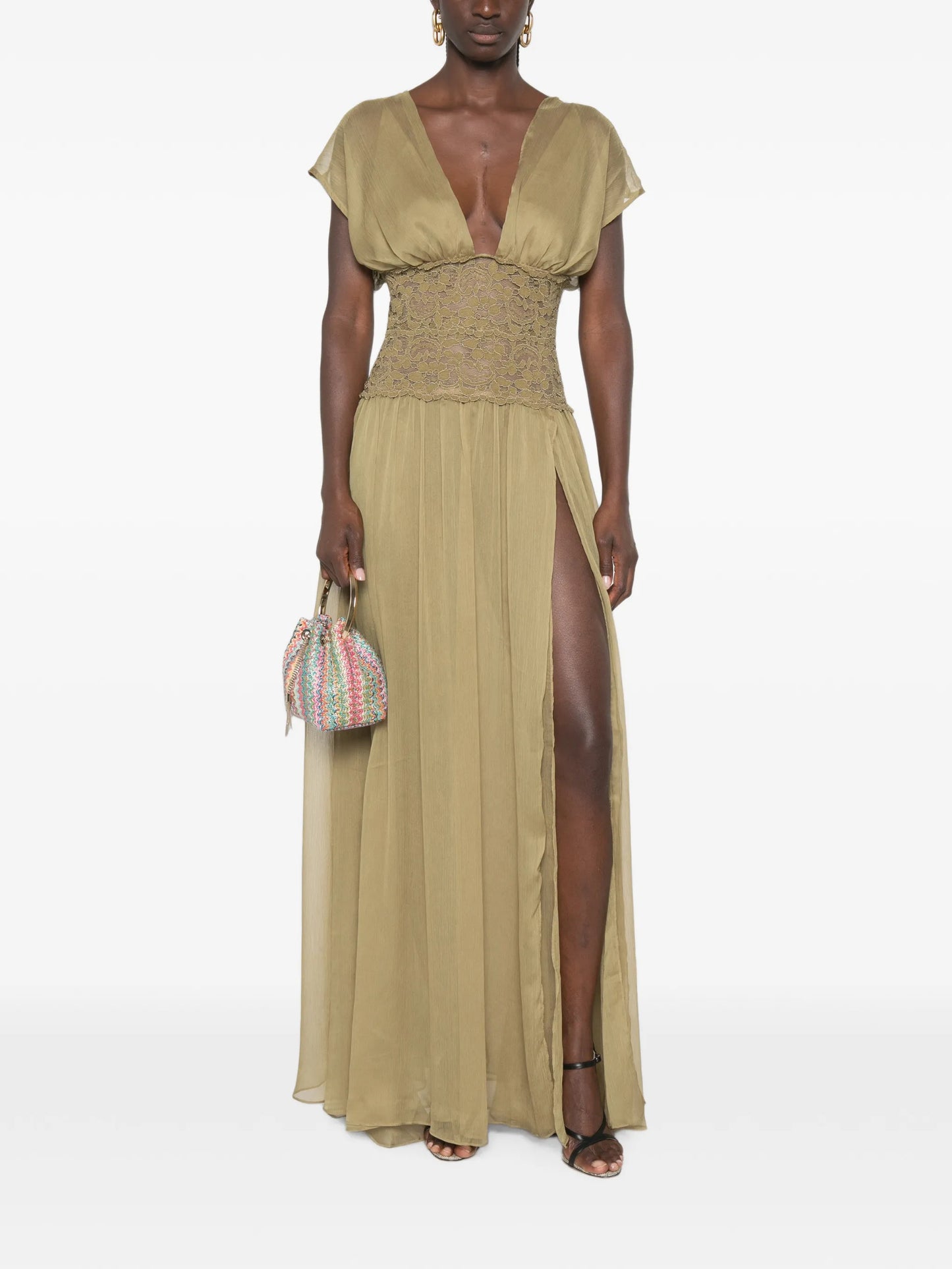 Mary Jane lace-panelled maxi dress