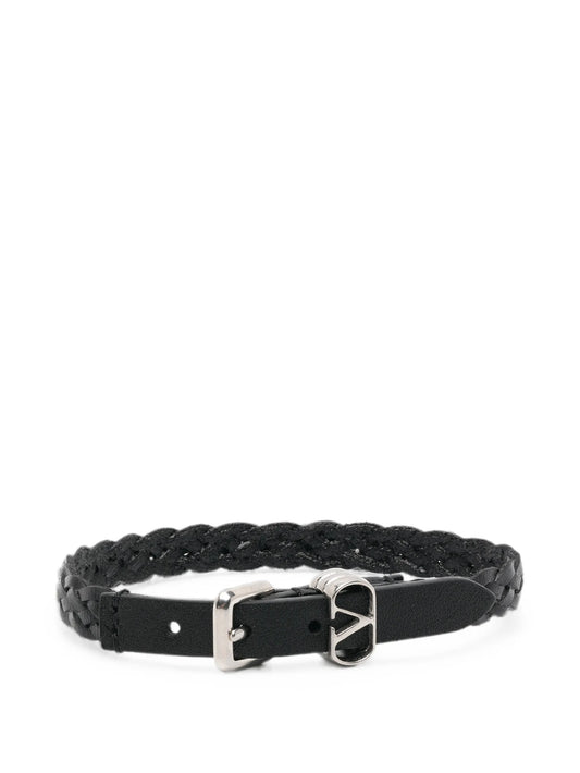 Ovalette braided-leather bracelet
