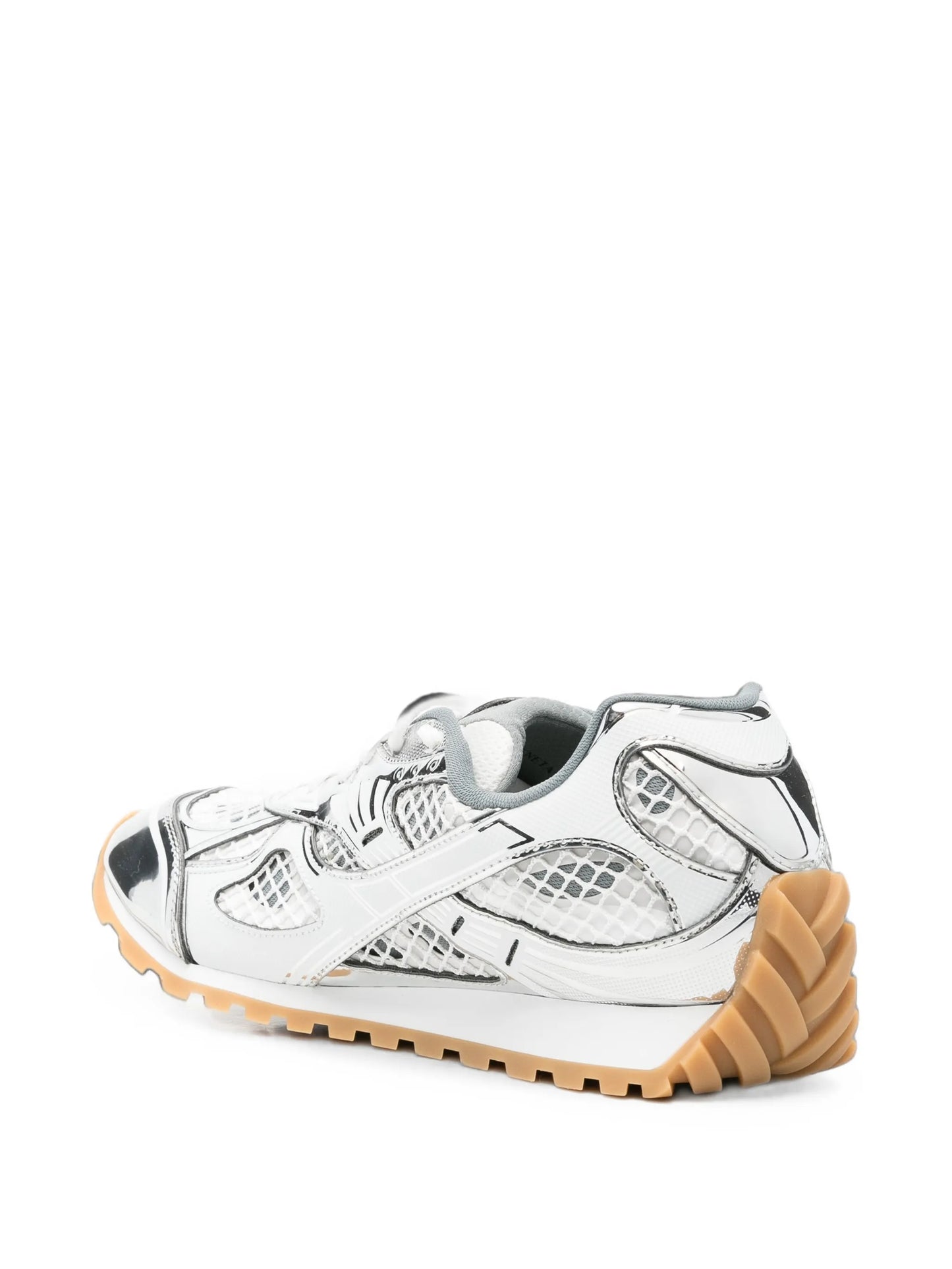 metallic mesh-panel sneakers