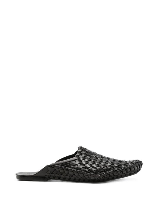 woven leather mules
