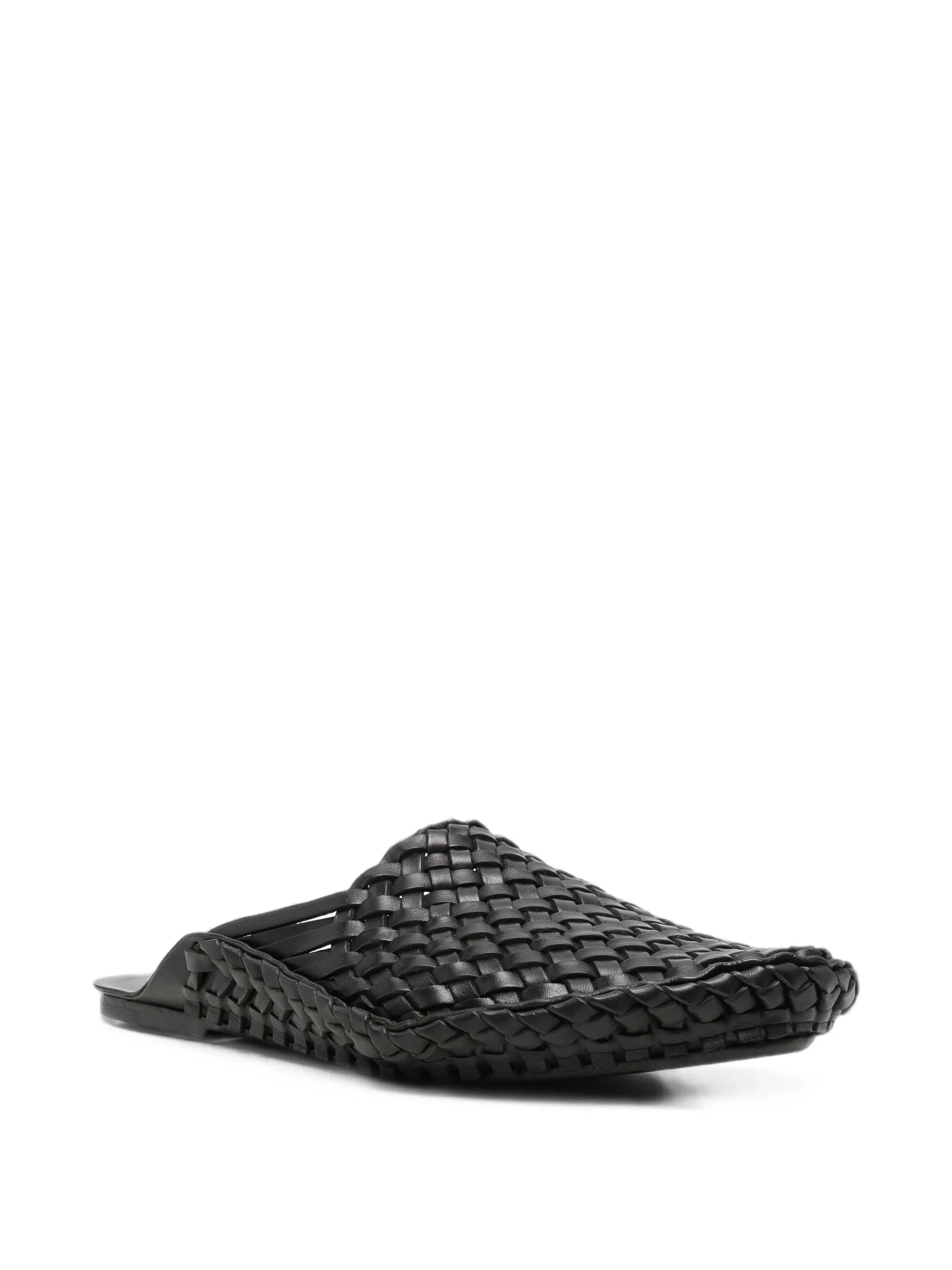 woven leather mules