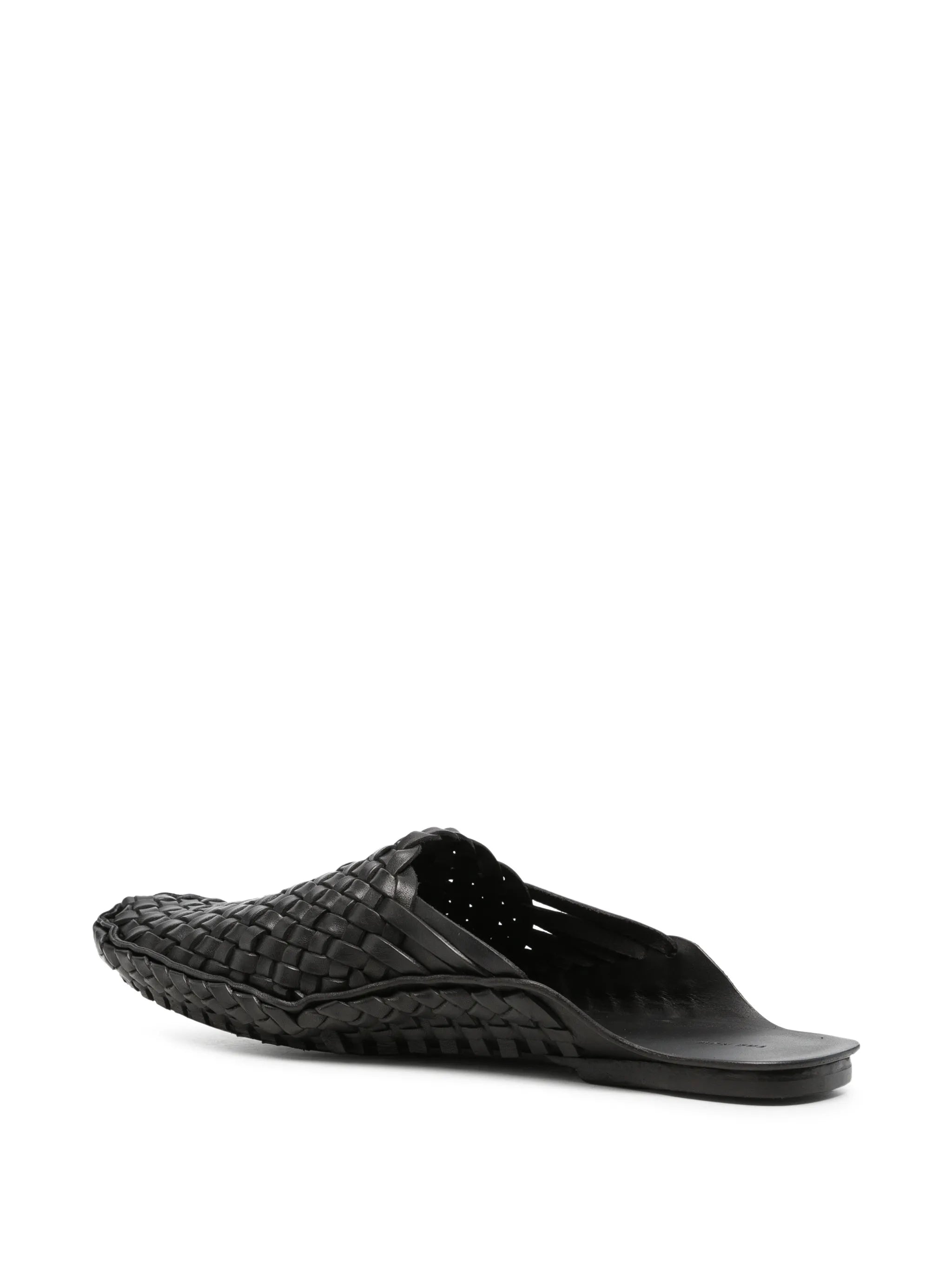 woven leather mules
