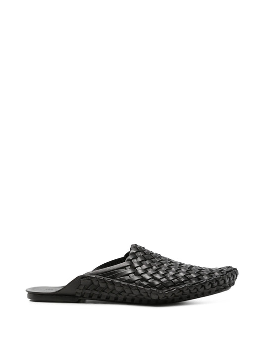 woven leather mules