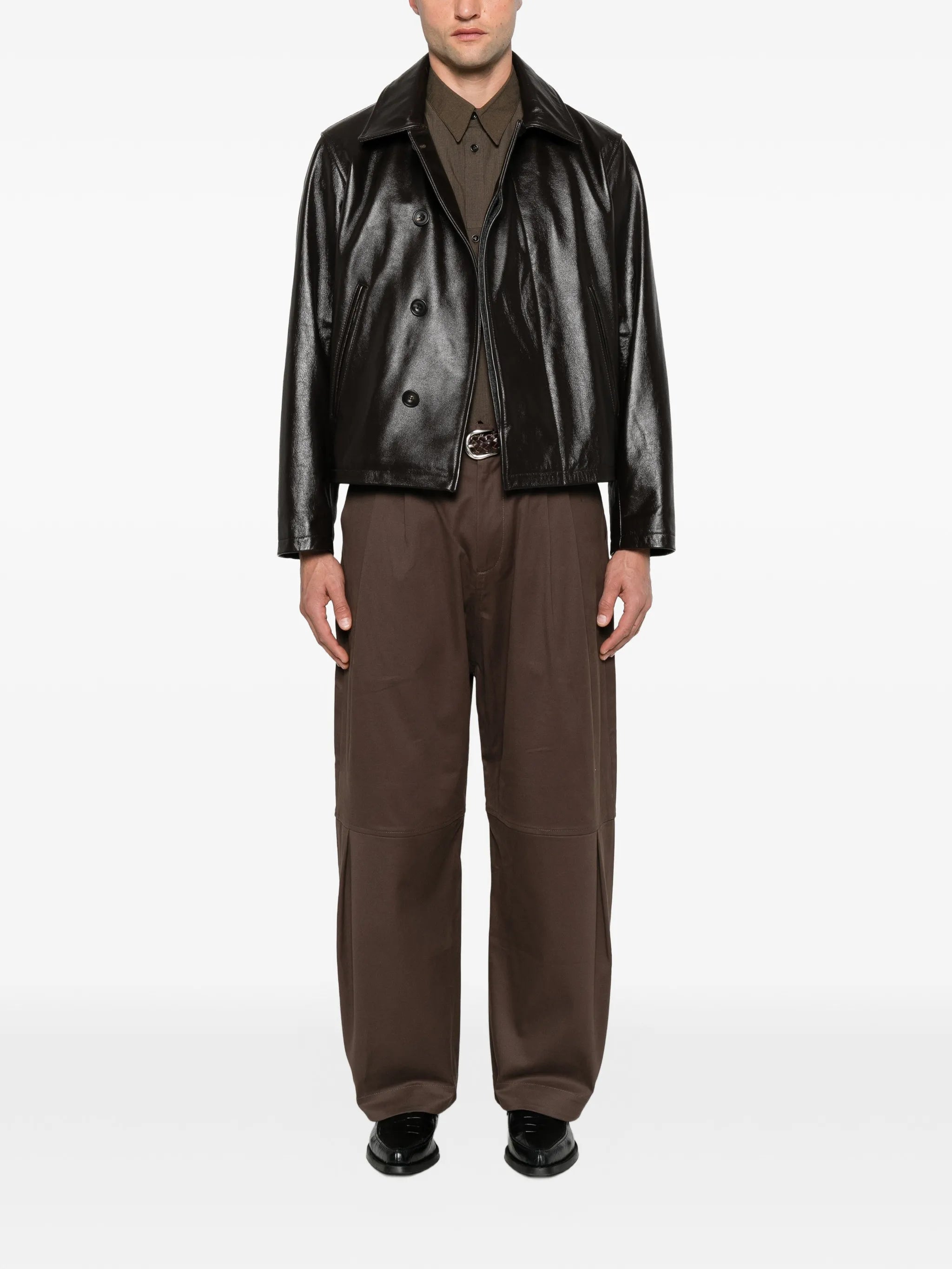 Fold leather jacket