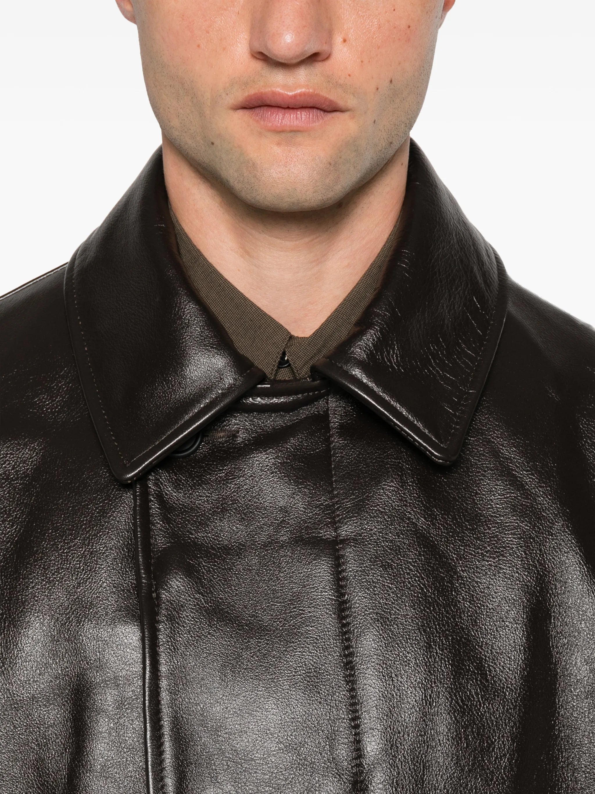 Fold leather jacket