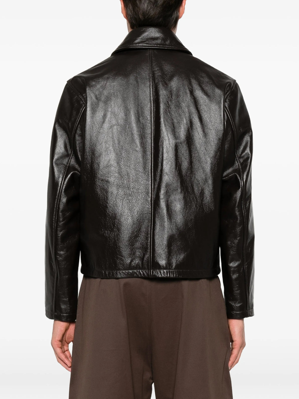 Fold leather jacket