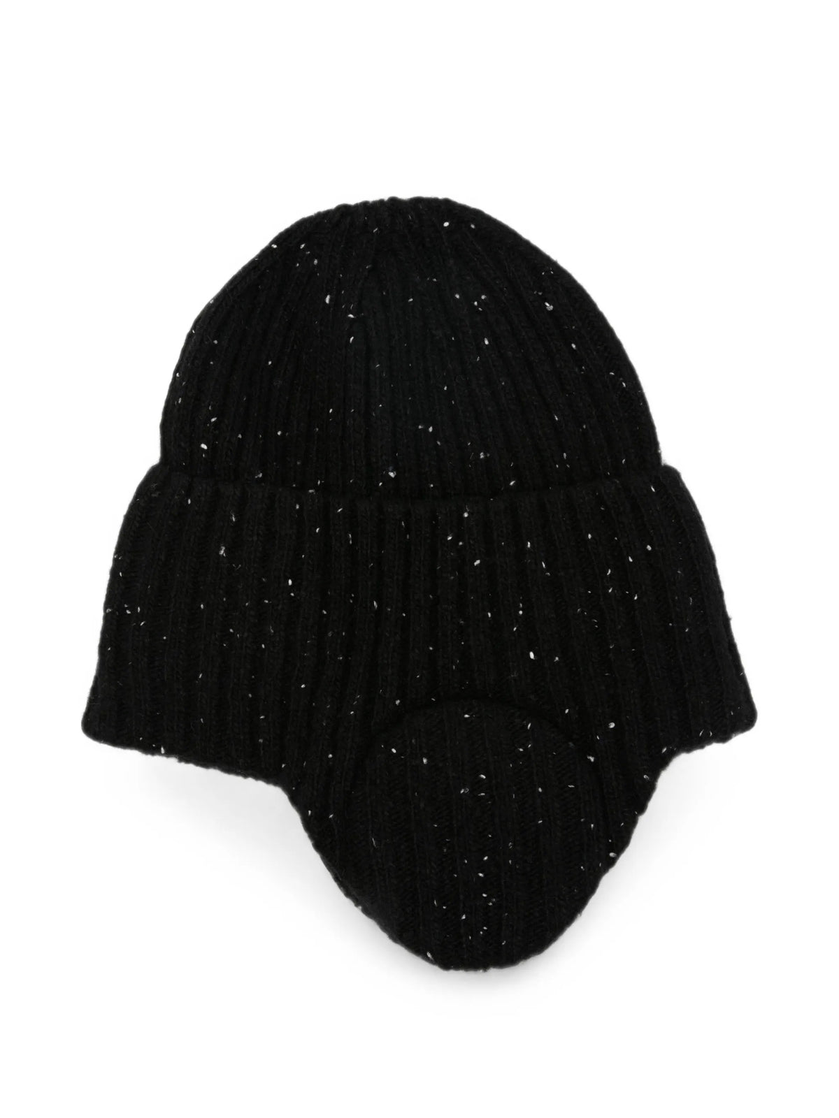 ribbed-knit ear-flap beanie hat