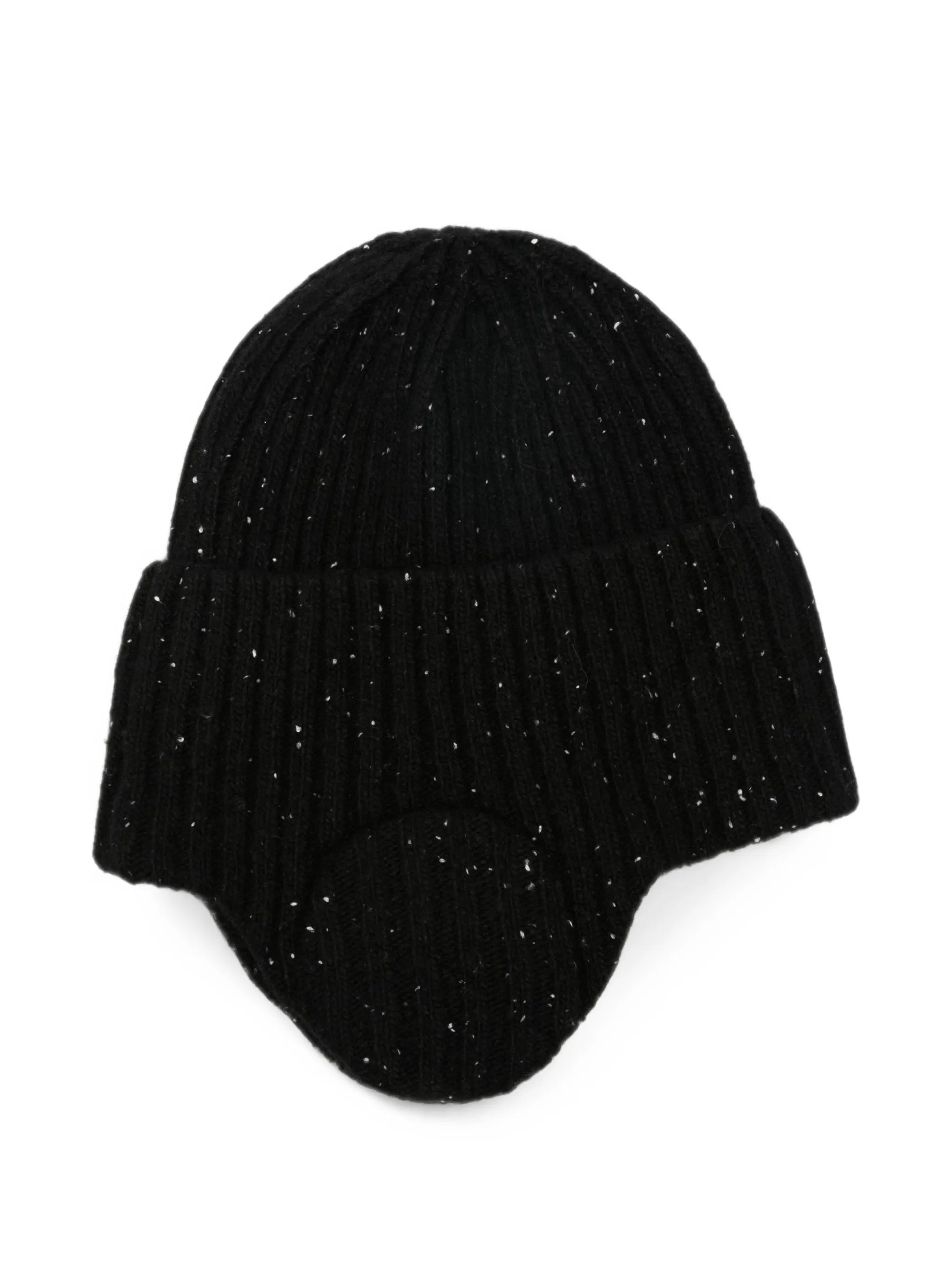 ribbed-knit ear-flap beanie hat