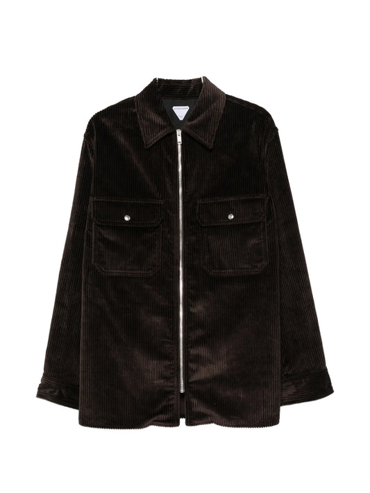 zip-fastening corduroy shirt