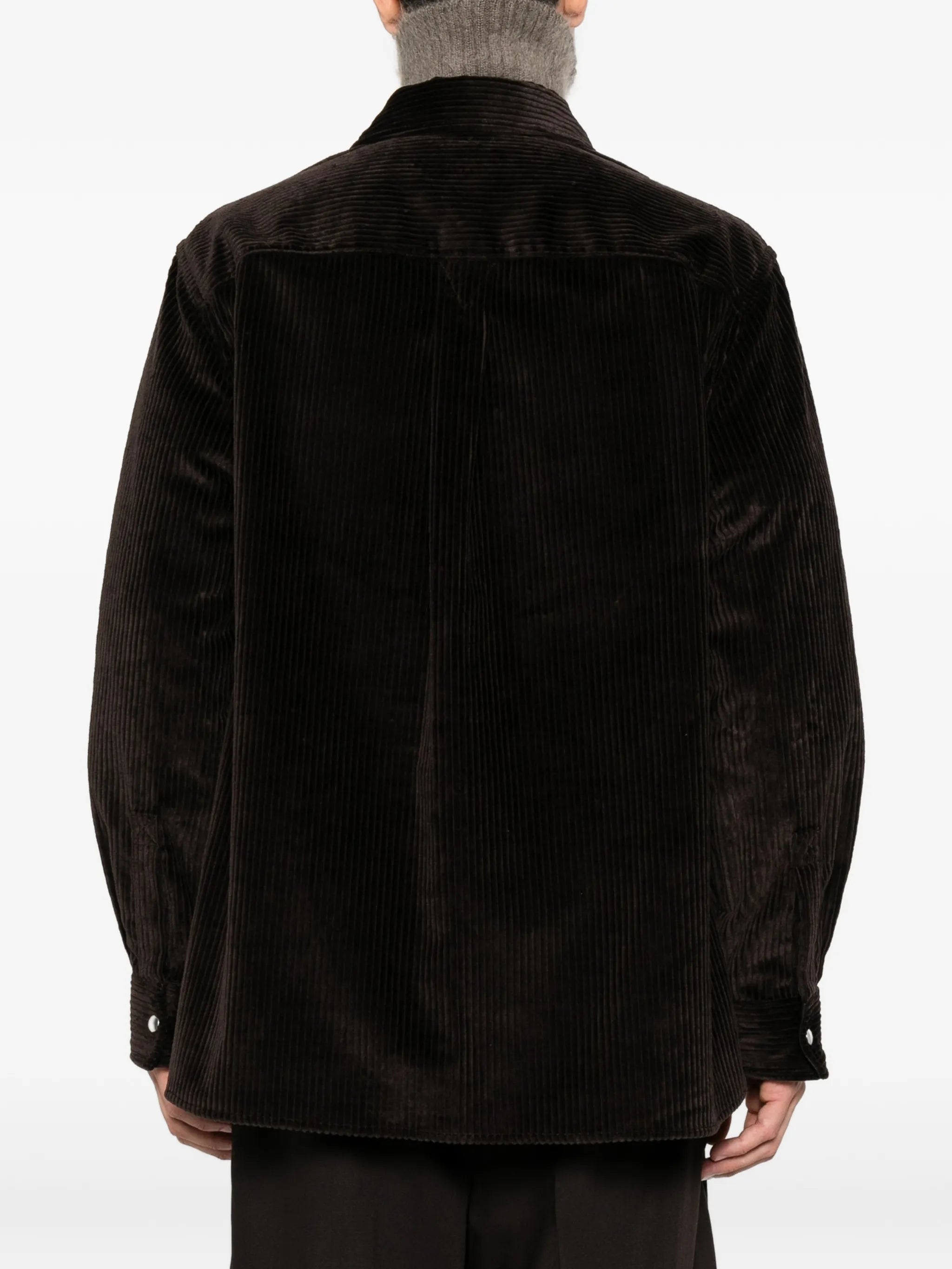 zip-fastening corduroy shirt