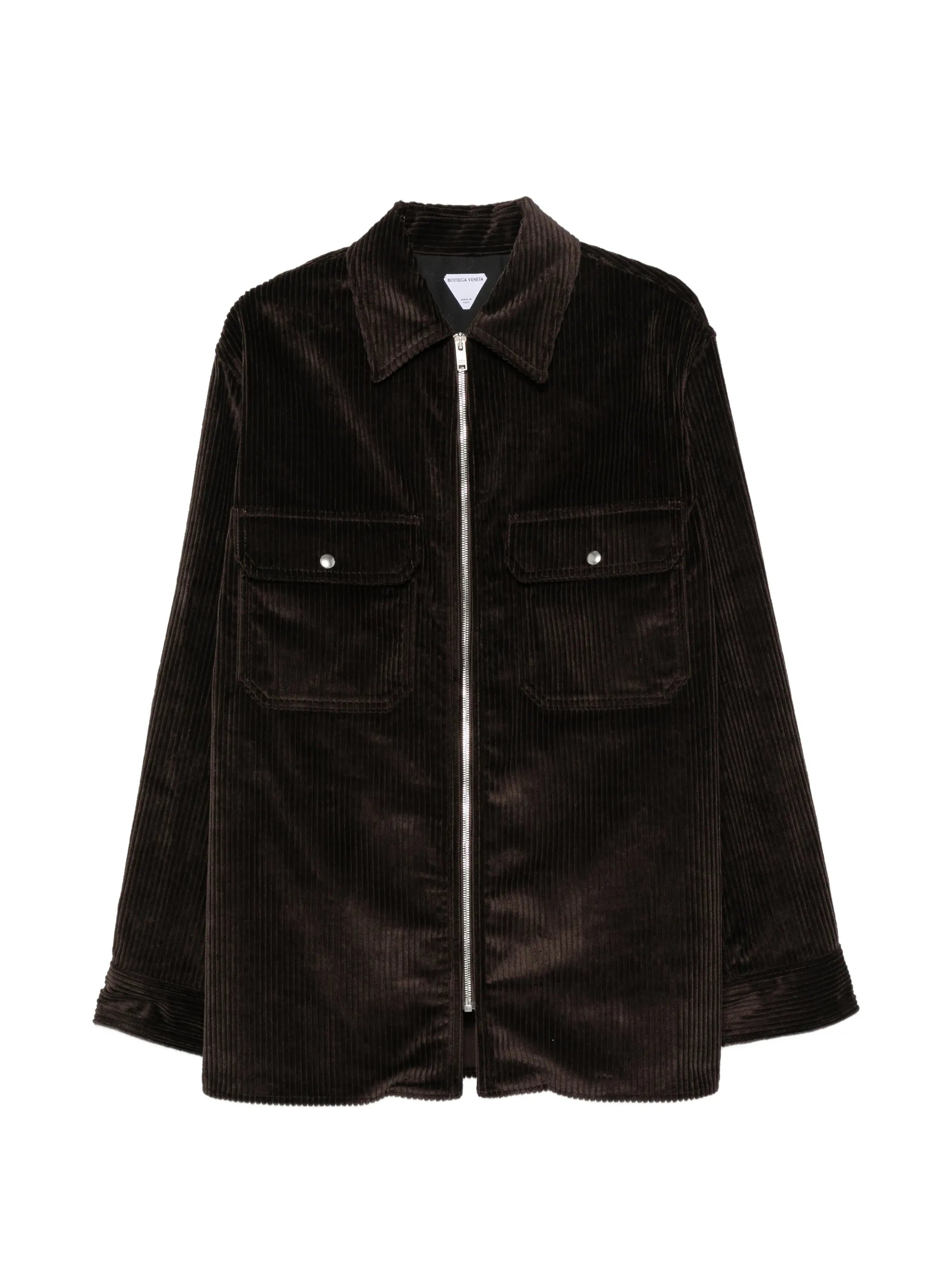 zip-fastening corduroy shirt