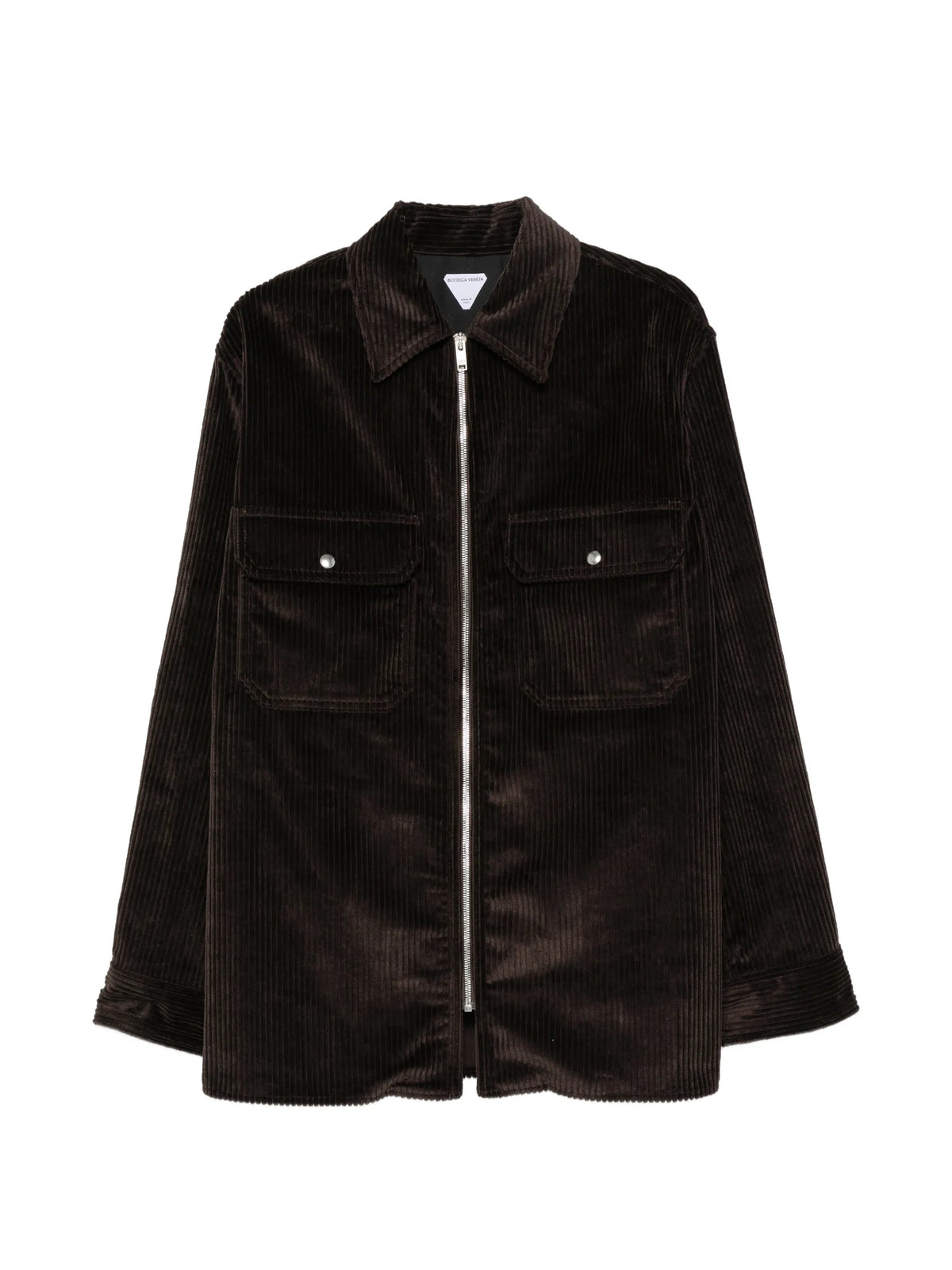 zip-fastening corduroy shirt
