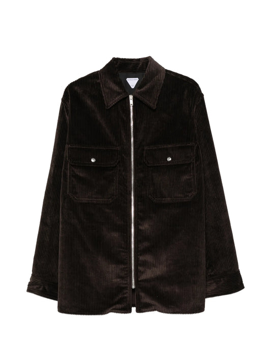 zip-fastening corduroy shirt