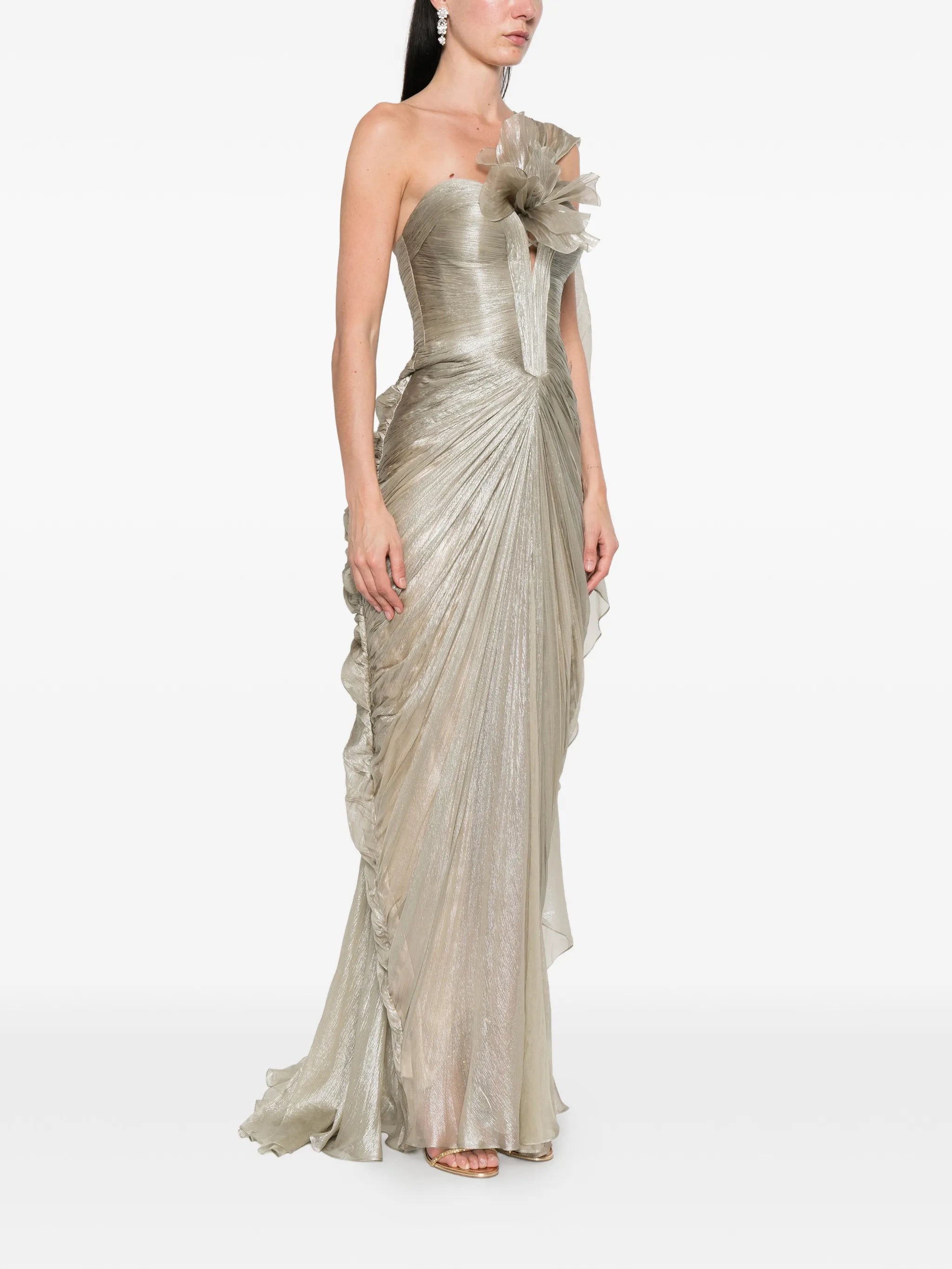 Aria floral one-shoulder maxi dress