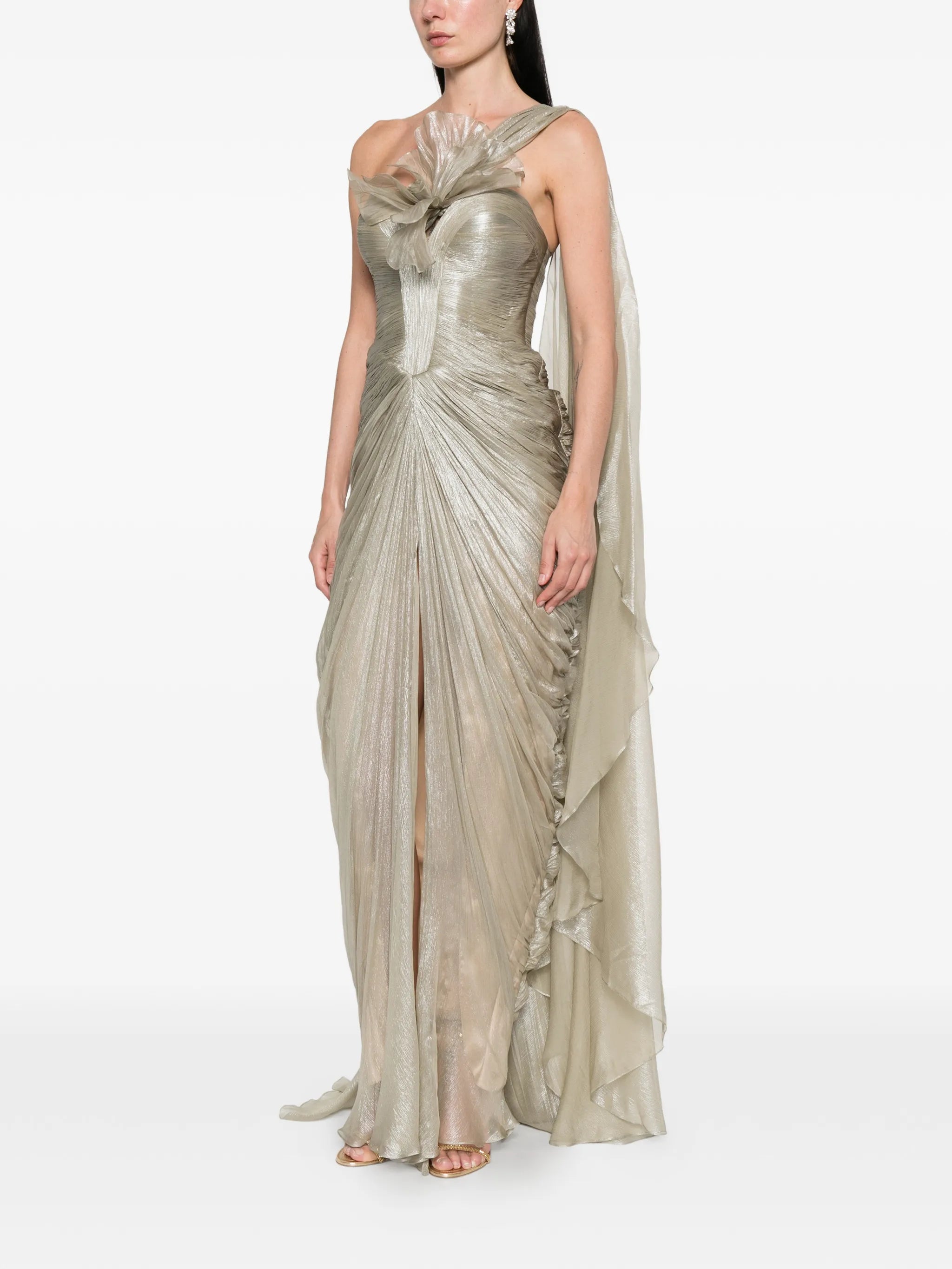 Aria floral one-shoulder maxi dress