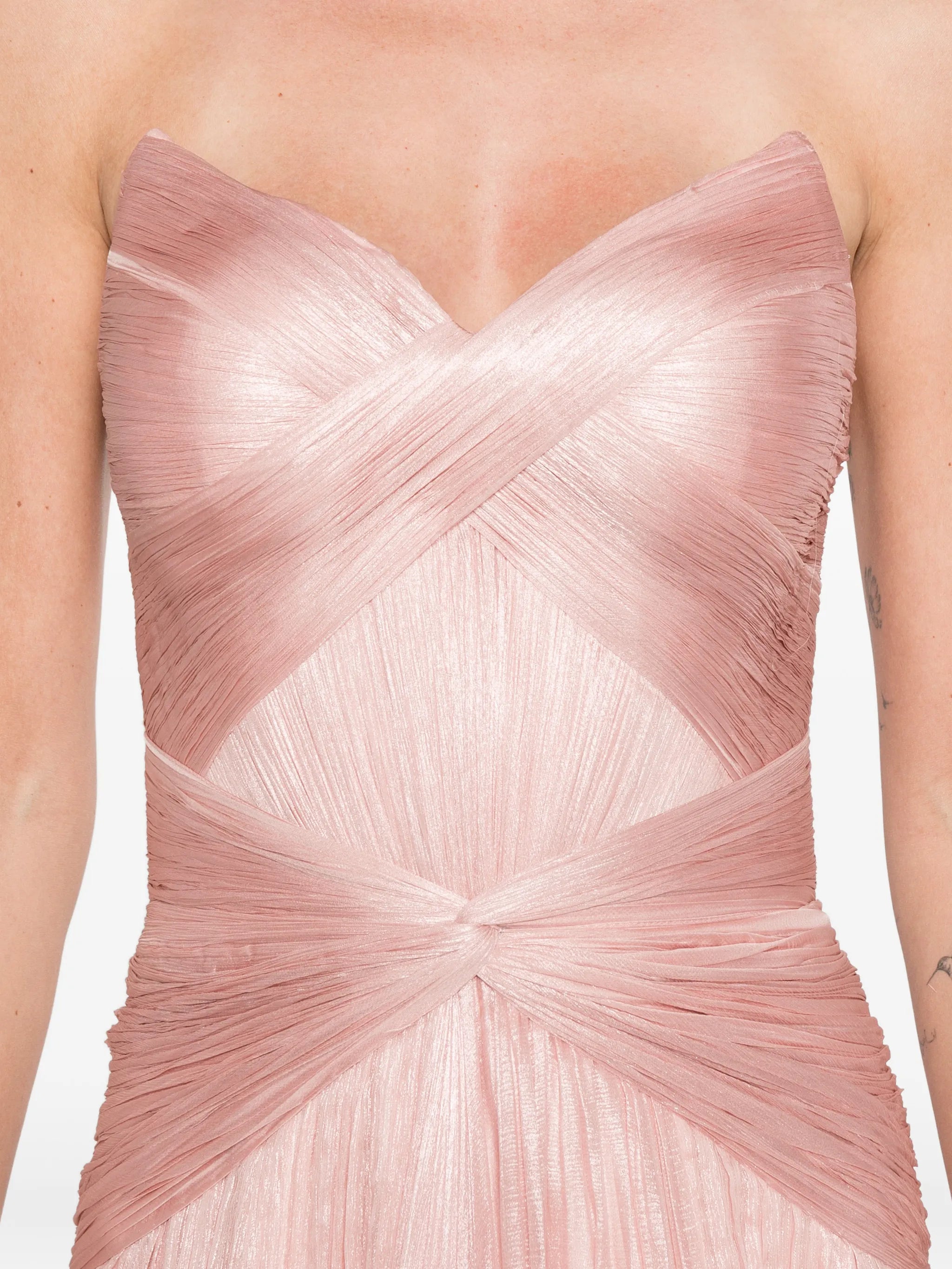 Mikael feather-trim maxi dress