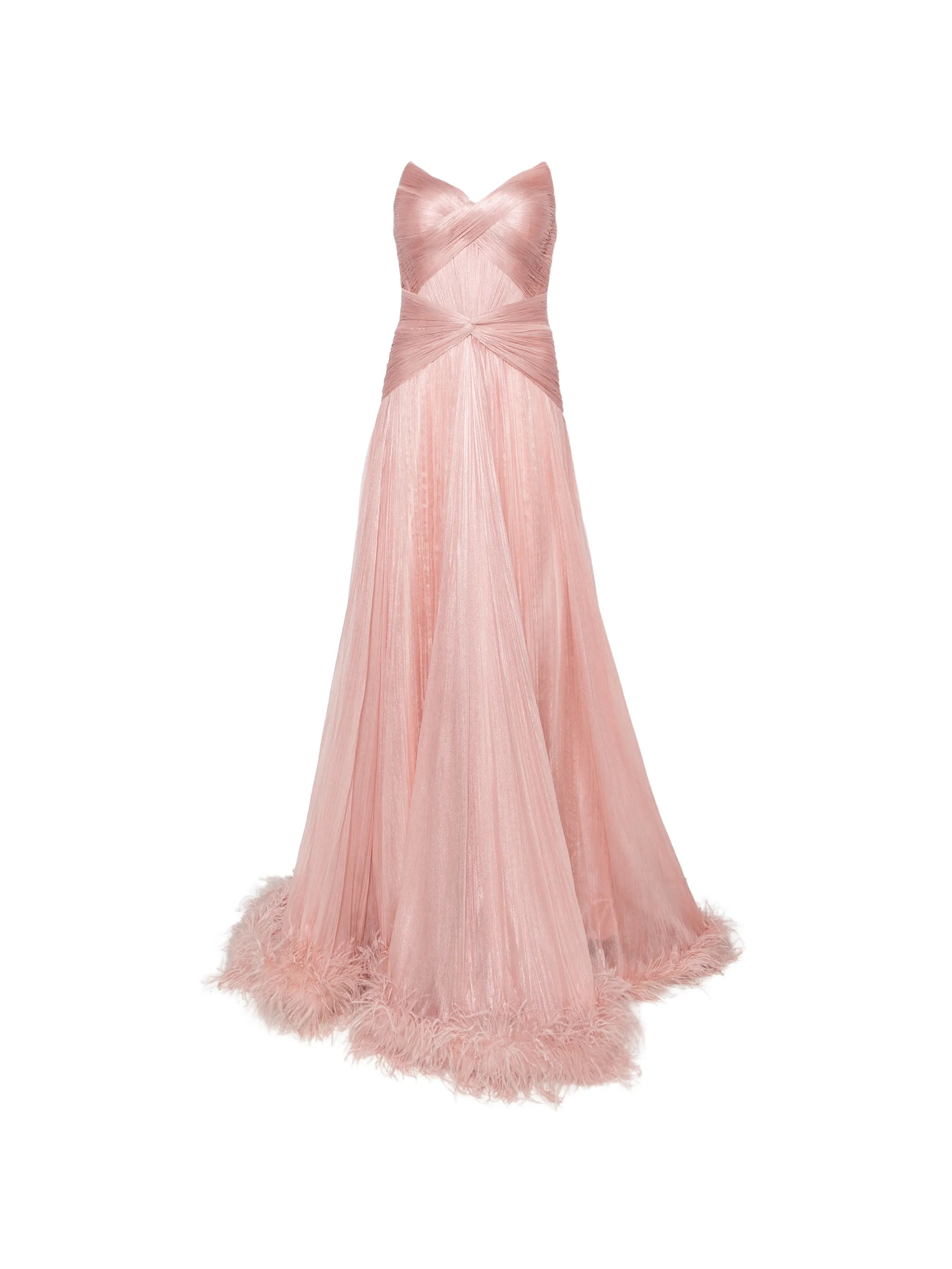 Mikael feather-trim maxi dress