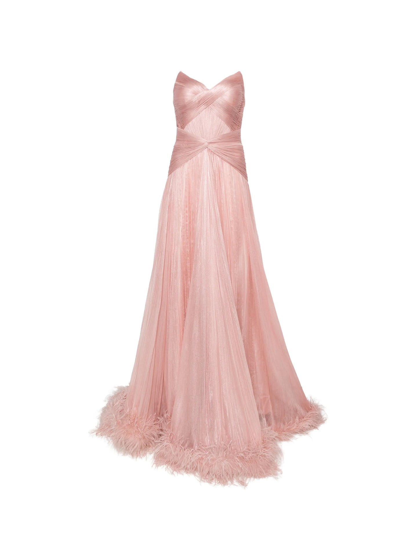 Mikael feather-trim maxi dress