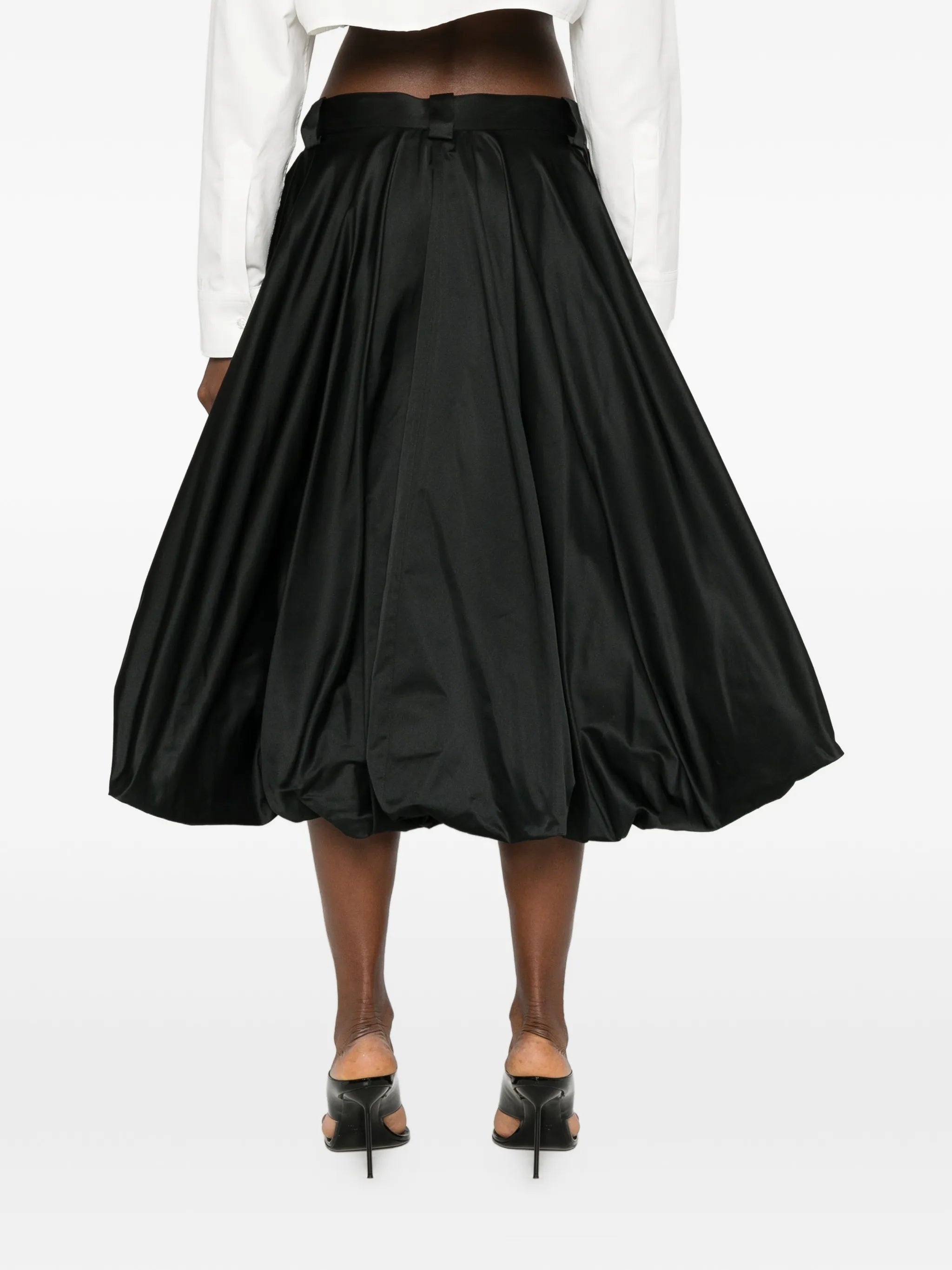 gathered midi skirt
