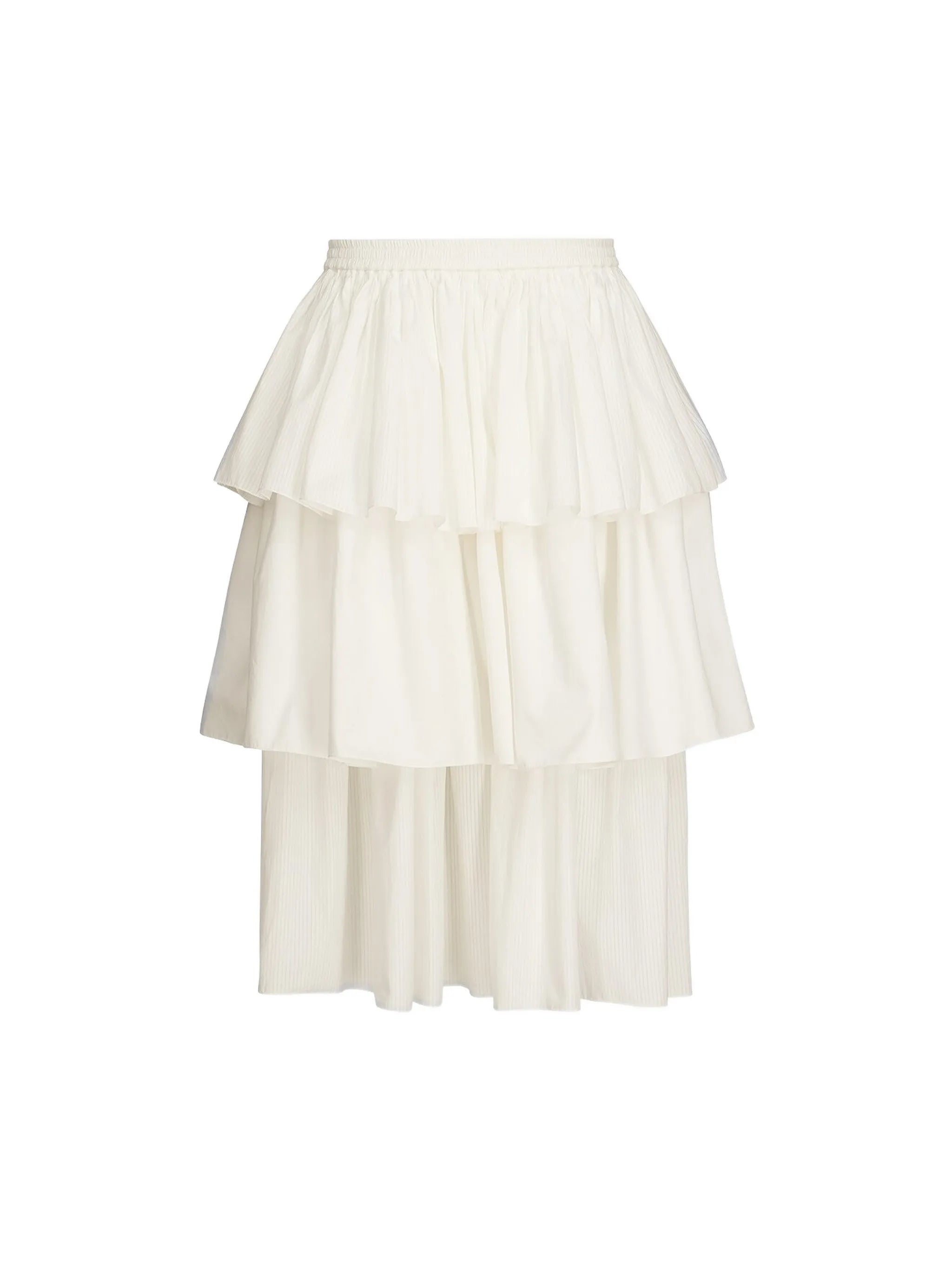 ruffled openwork midi skirt
