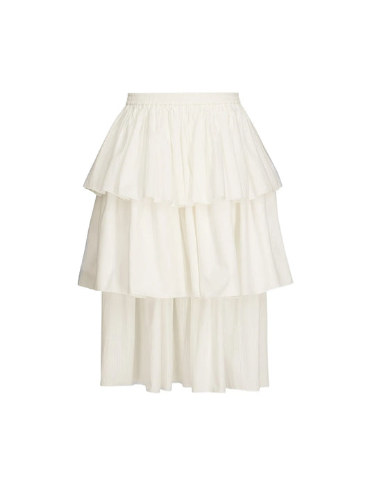ruffled openwork midi skirt