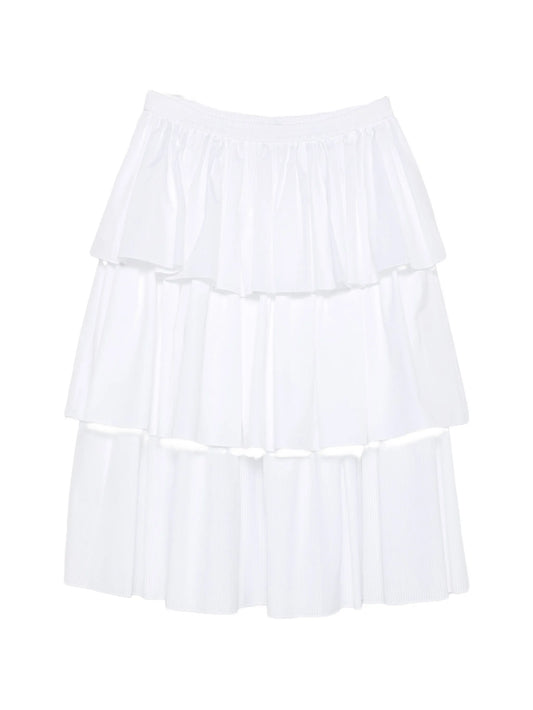 ruffled openwork midi skirt