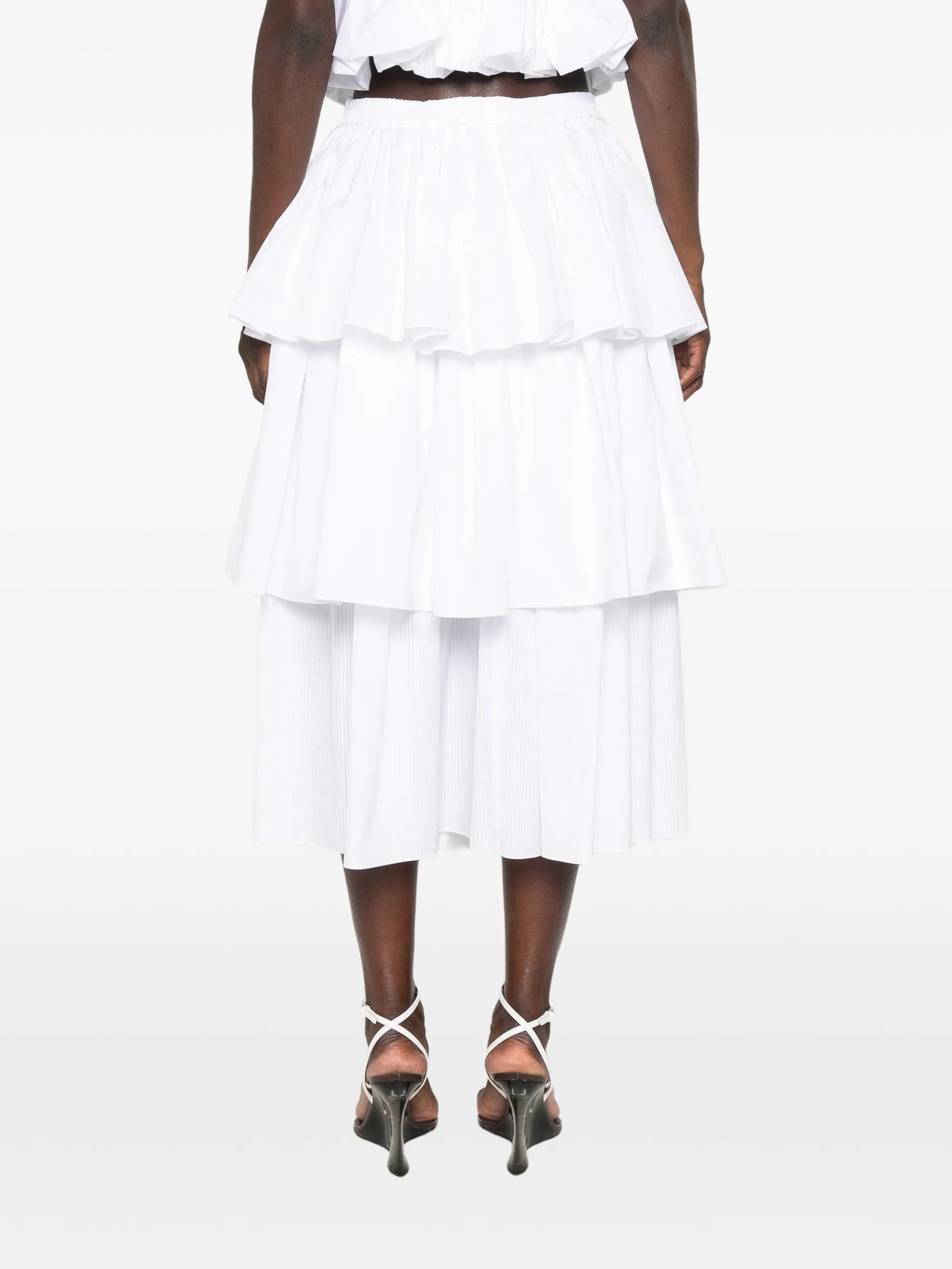 openwork cotton ruffle skirt