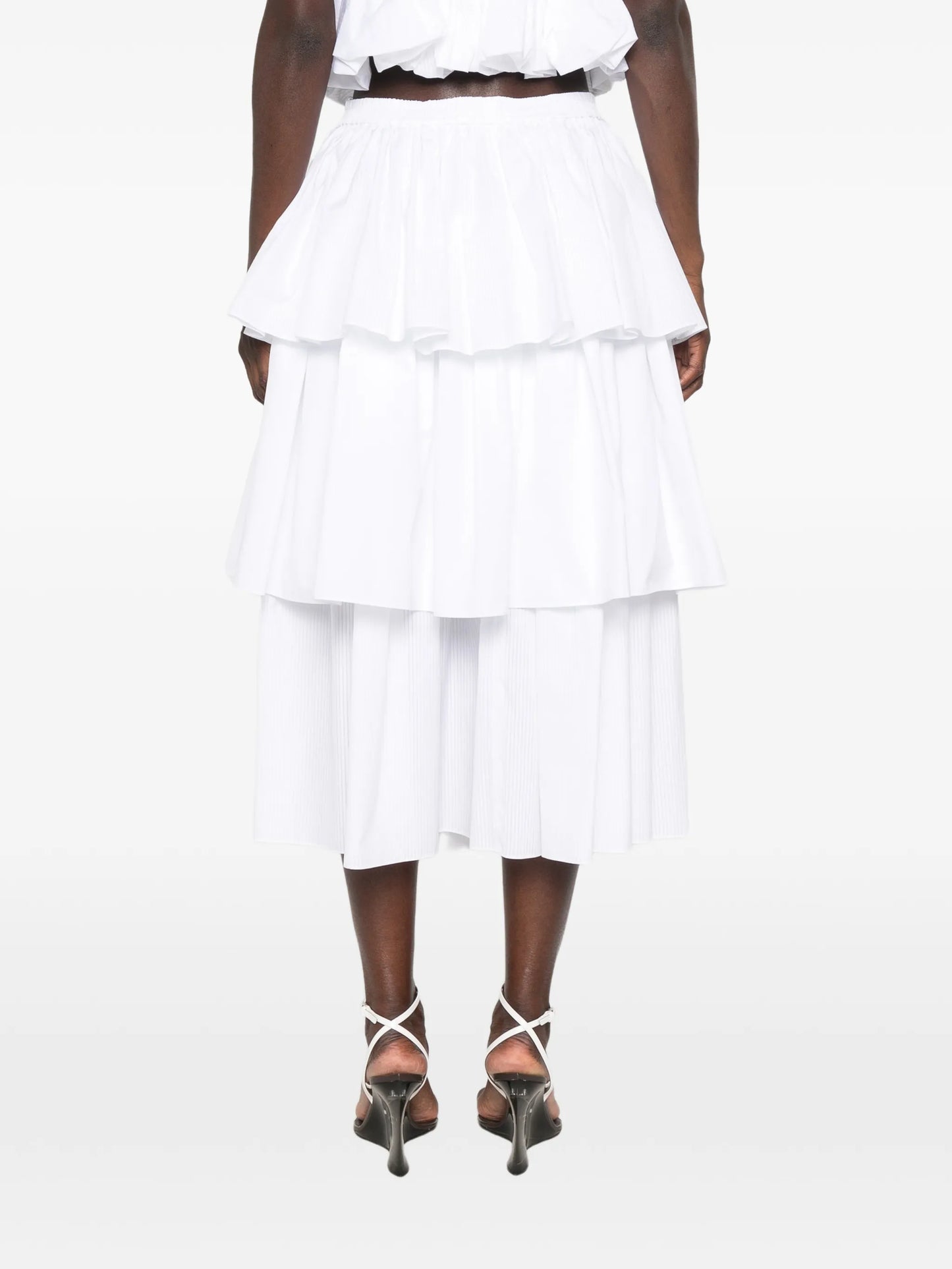 openwork cotton ruffle skirt