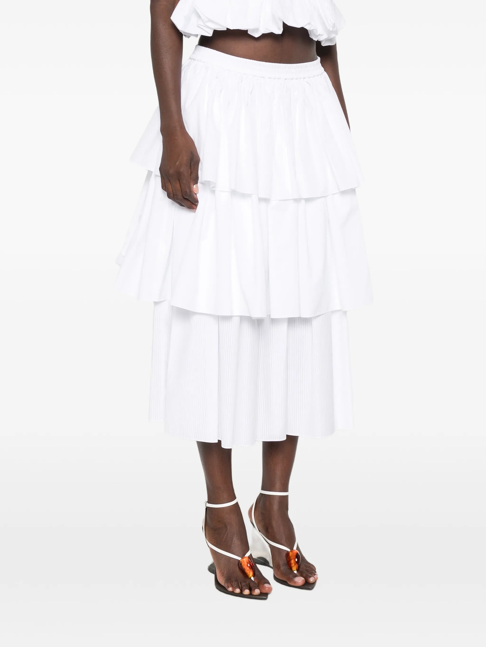 openwork cotton ruffle skirt