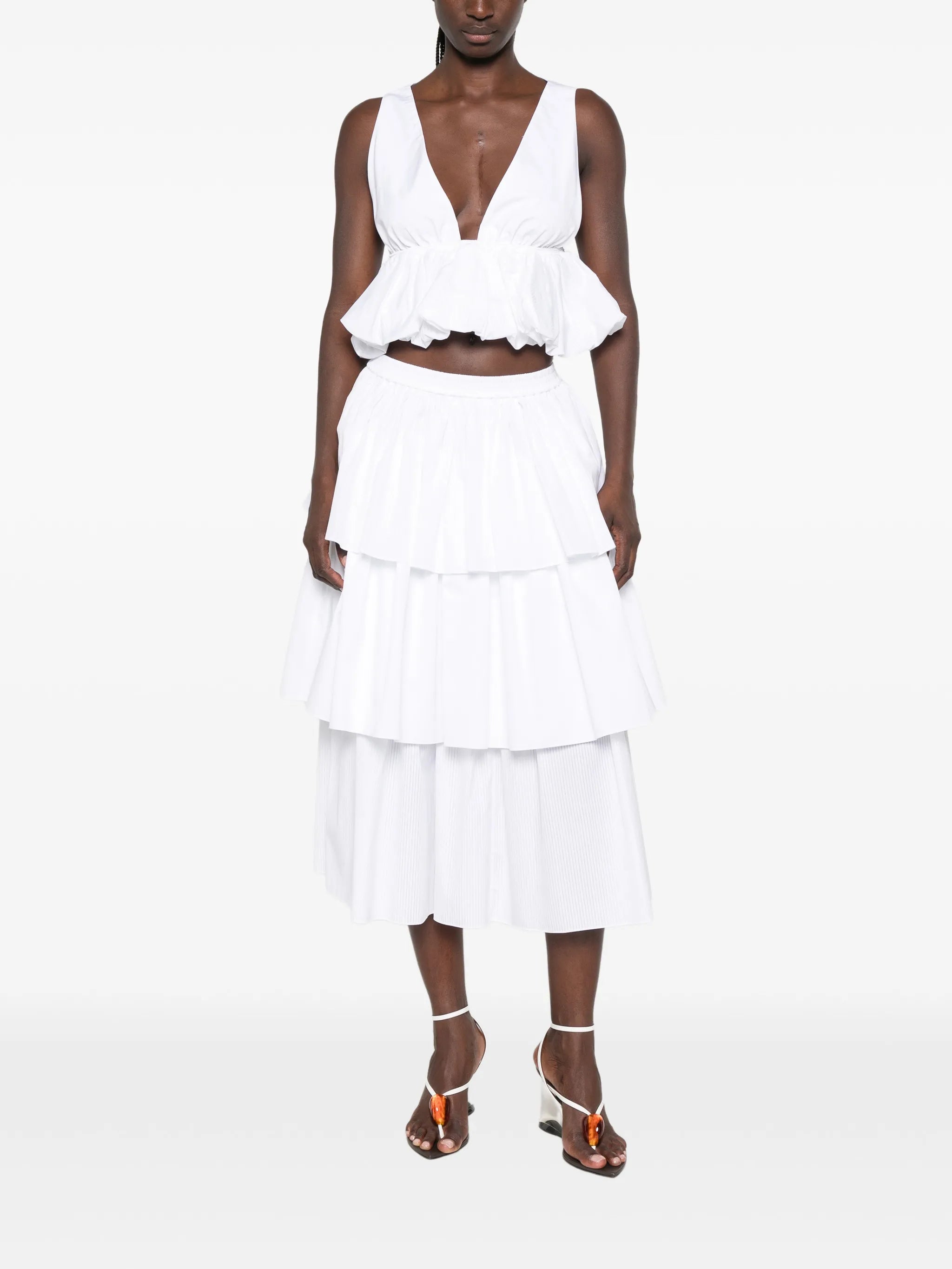 openwork cotton ruffle skirt