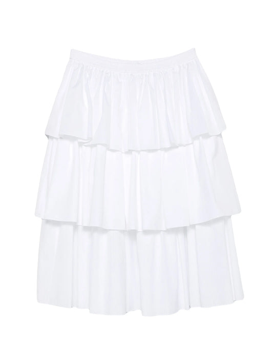 ruffled openwork midi skirt
