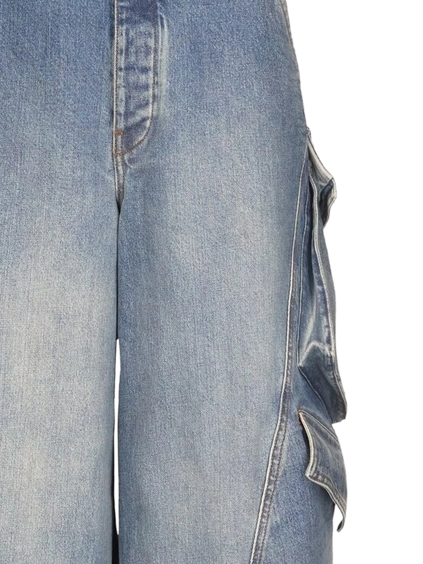 faded-effect denim cargo pants