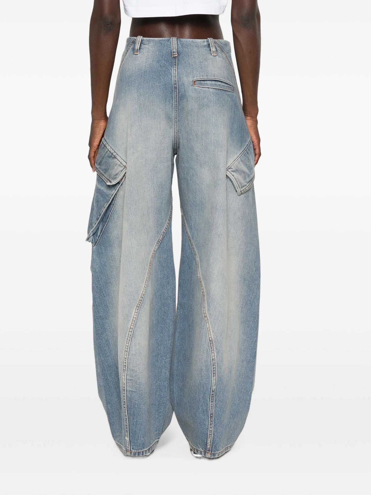 faded-effect denim cargo pants